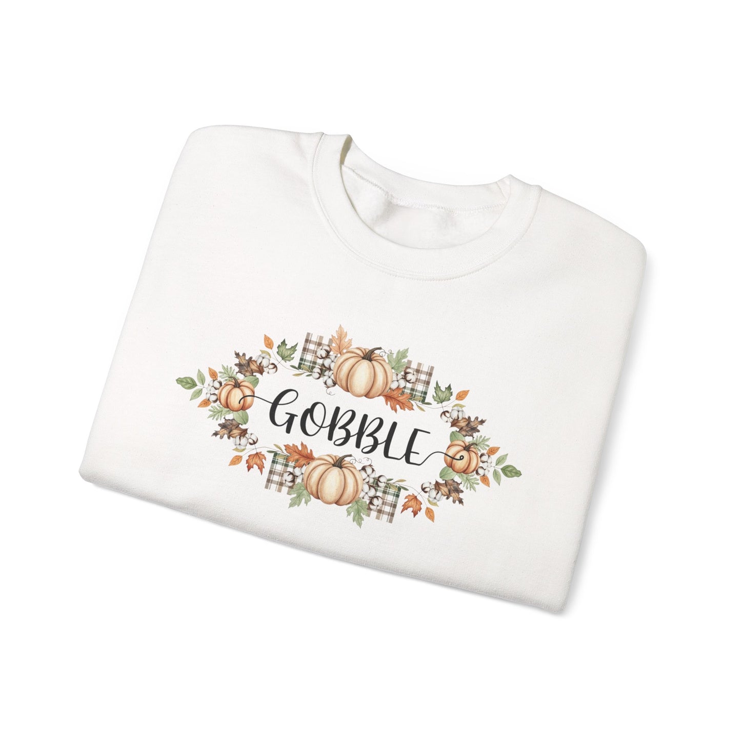 Gobble Thanksgiving Sweatshirt, Rustic Fall Turkey Crewneck, Autumn Pumpkin Floral Pullover, Thanksgiving Outfit Sweater Gift