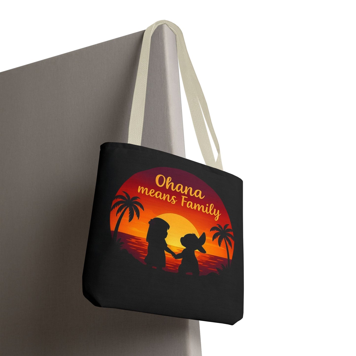 Ohana Means Family Tote Bag – Lilo and Stitch Inspired Bag, Hawaiian Quote, Disney Aesthetic Gift, Reusable Grocery or Beach Bag