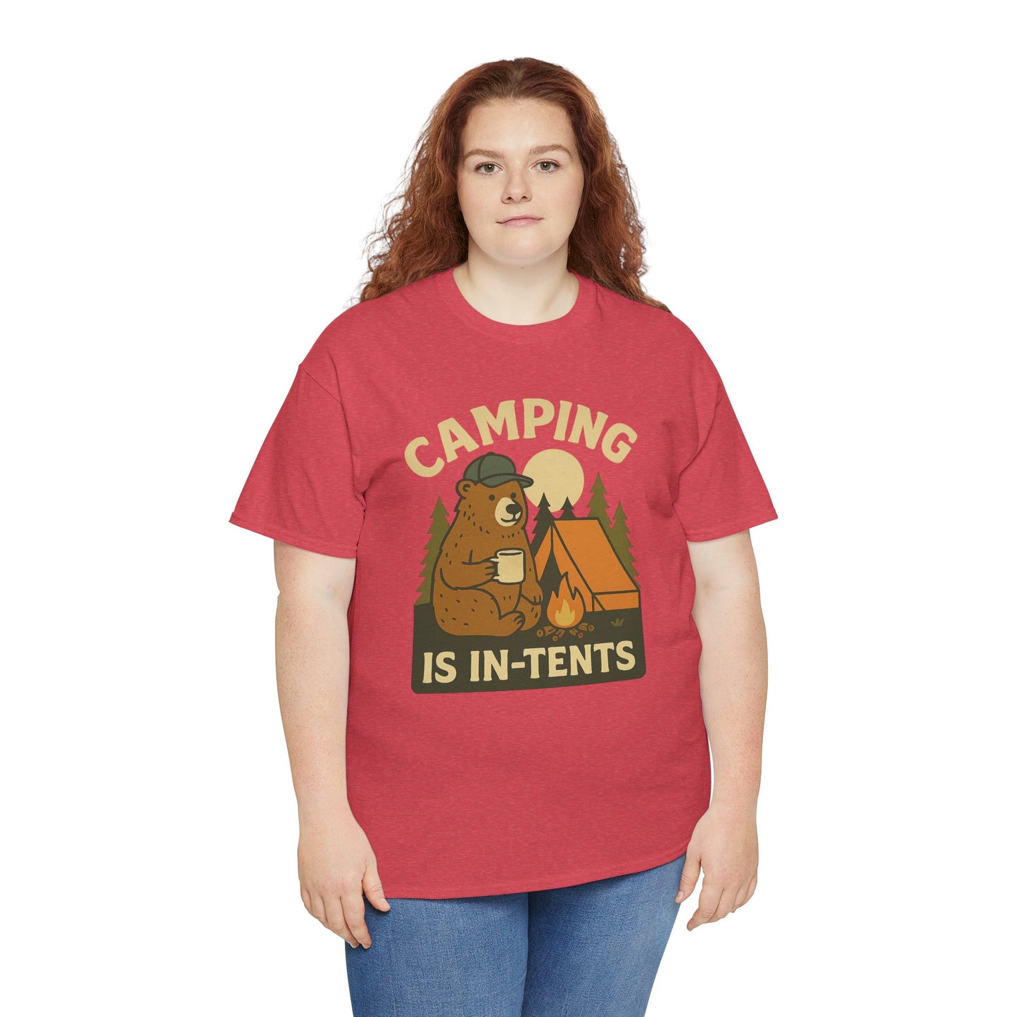 Camping Is In-Tents Funny Bear Camping Tee - Cute Outdoorsy Pun Shirt - Retro Campfire Graphic, Nature Lover Gift, Unisex Adventure Apparel