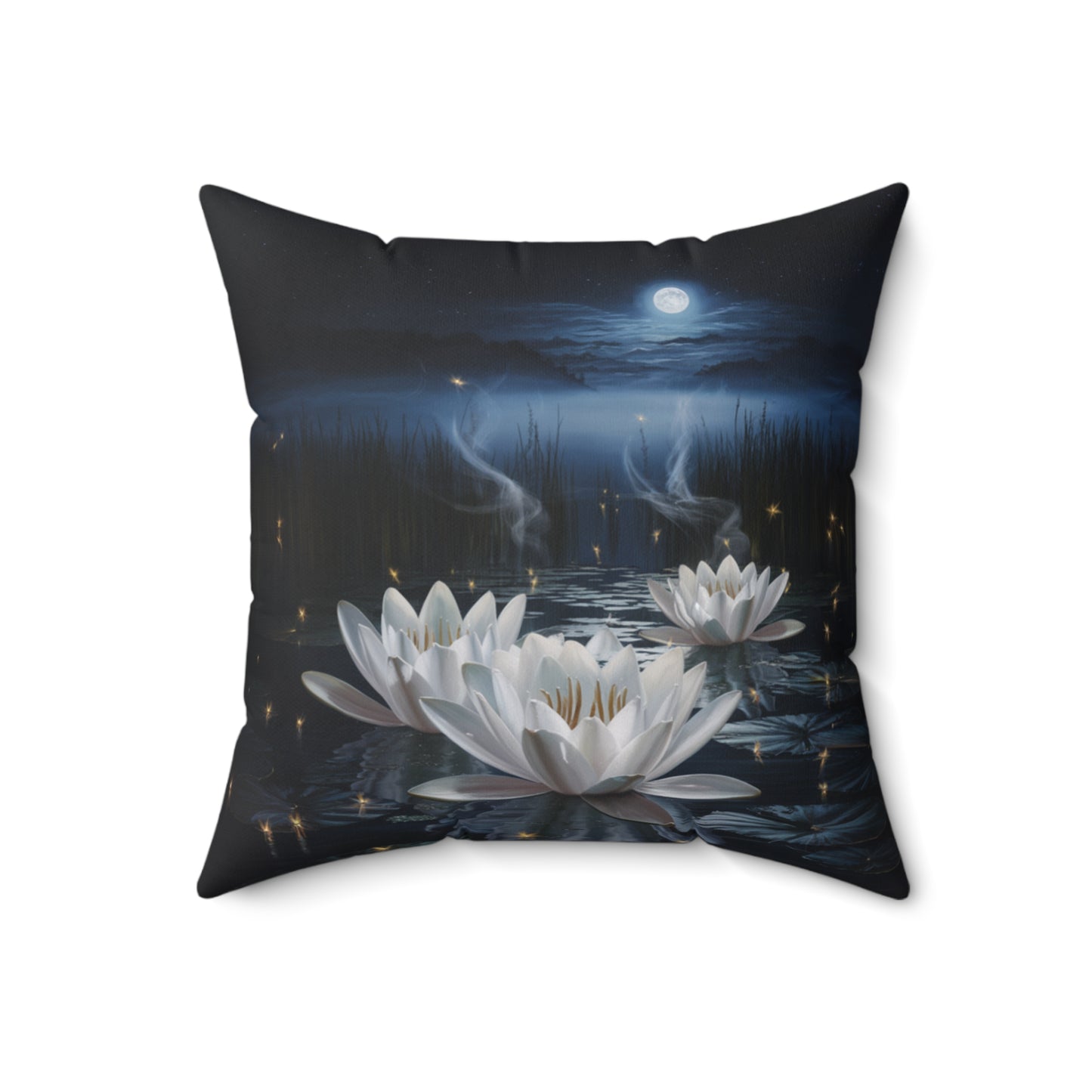 Moonlit Water Lily Pillow