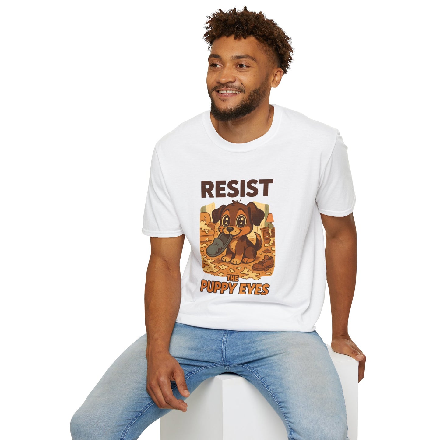 Resist the Puppy Eyes Dog Tee - Cute Puppy Eyes Graphic T-Shirt for Dog Lovers, Funny Pet Gift Shirt, Unisex Animal Lover Tee