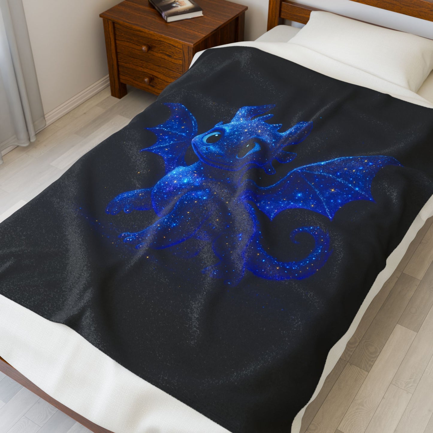 Galaxy Dragon Blanket - Cosmic Blue Fantasy Throw for Kids, Teens & Adults | Soft Plush Bed Decor | Dragon Lover Gift Idea
