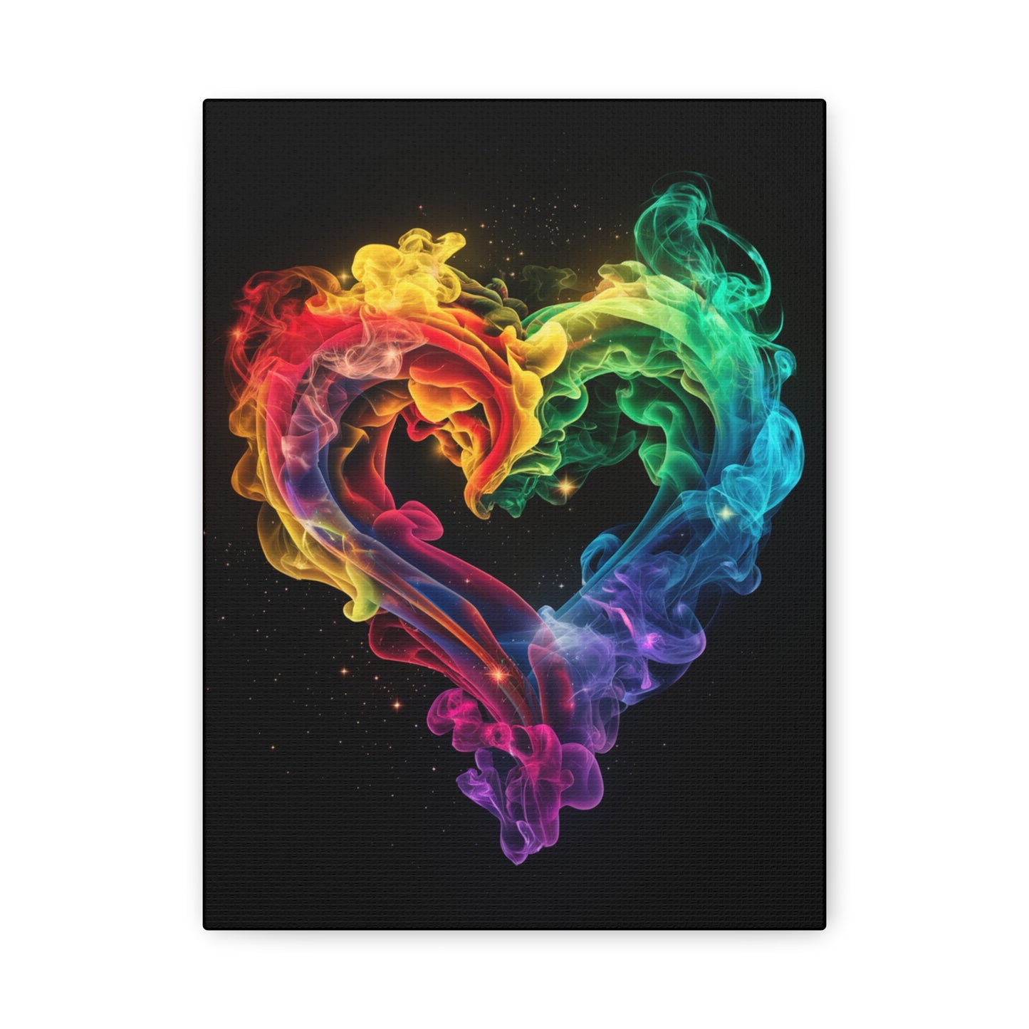 Canvas Art Print - Colorful Smoke Heart Design