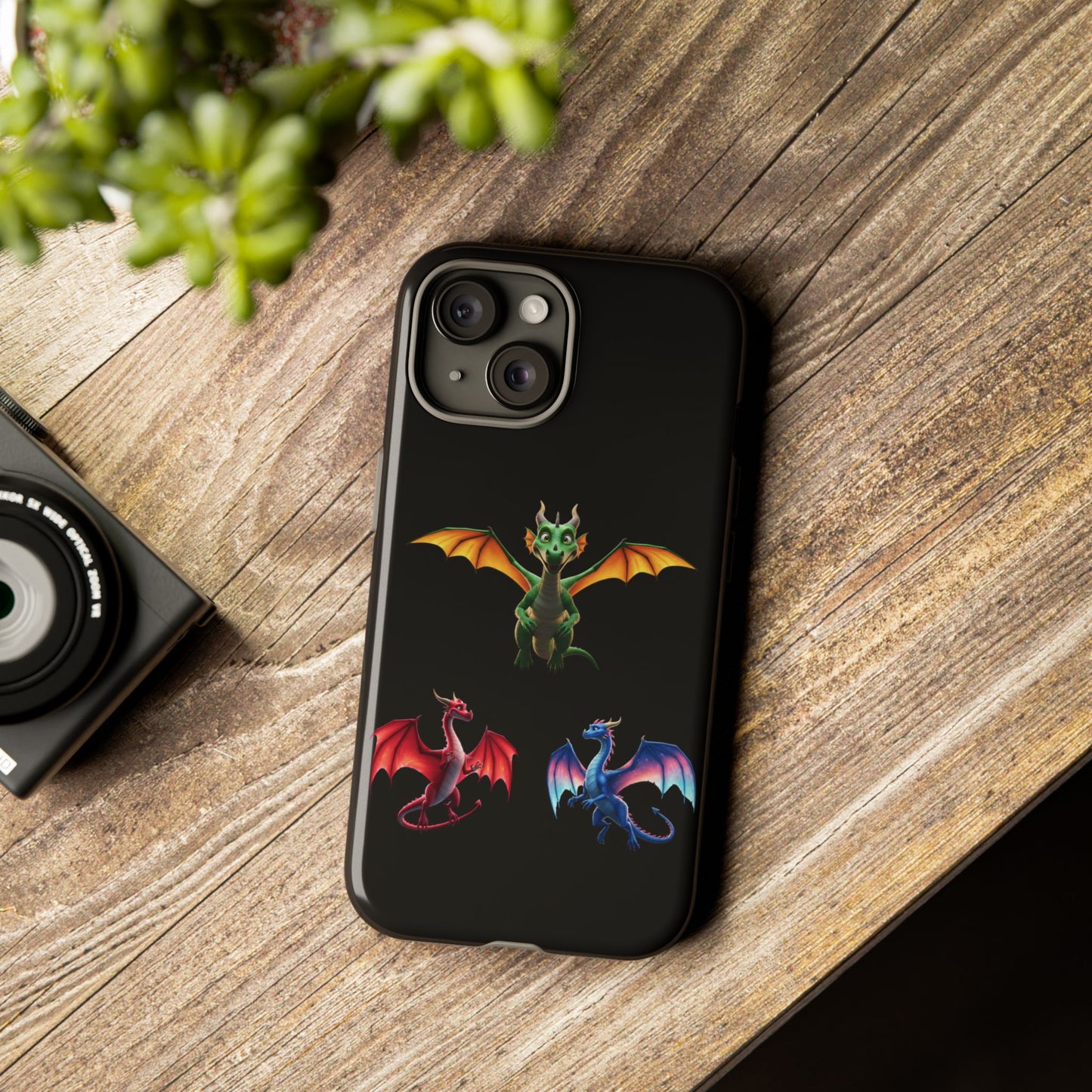 Vibrant Fantasy Dragon iPhone Case - Tough Armor Cover for iPhone 15/14/13 - Colorful Mythical Wings Gift for Dragon Lovers