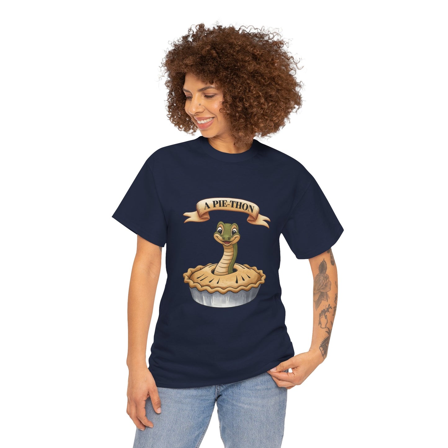 A Pie-Thon Funny Snake Pun Shirt – Cute Animal Joke T-Shirt – Quirky Graphic Tee for Pun Lovers, Reptile Fans, and Unique Gift Ideas