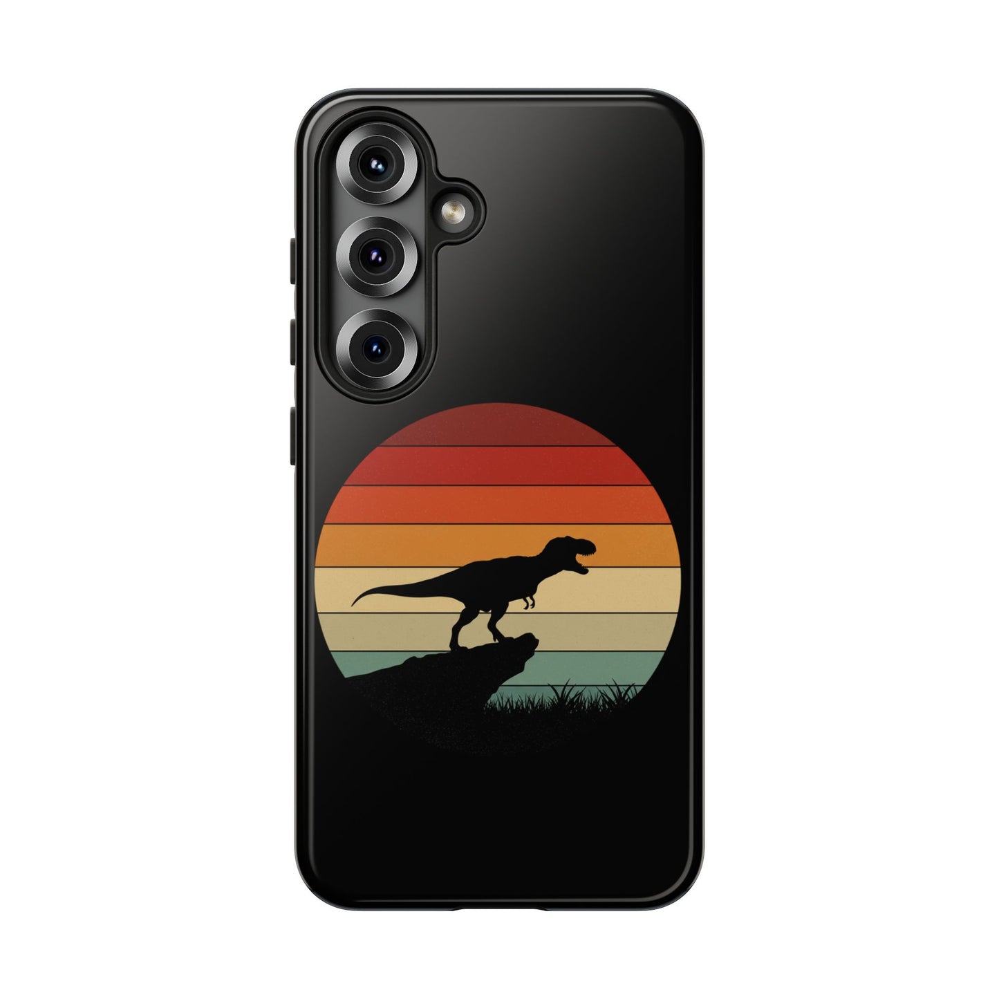 Retro Sunset Dinosaur Samsung Case | T-Rex Silhouette Vintage Gradient Cover for Galaxy S25/S24/S23 Series Dinosaur Phone Case