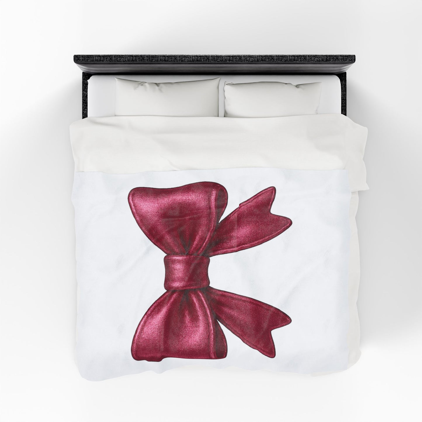 Coquette Bow Blanket – Burgundy Ribbon Throw Blanket, Girly Aesthetic Gift, Soft Cozy Bed or Couch Decor