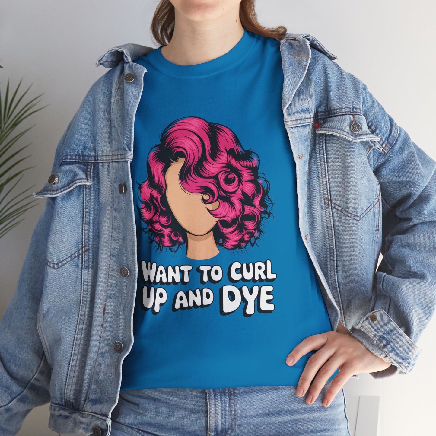 Curly Hair Tee: Want To Curl Up And Dye – Funny Hair Colorist Tee, Salon & Curl Lovers Gift, Trendy Graphic Shirt for Hairstylists