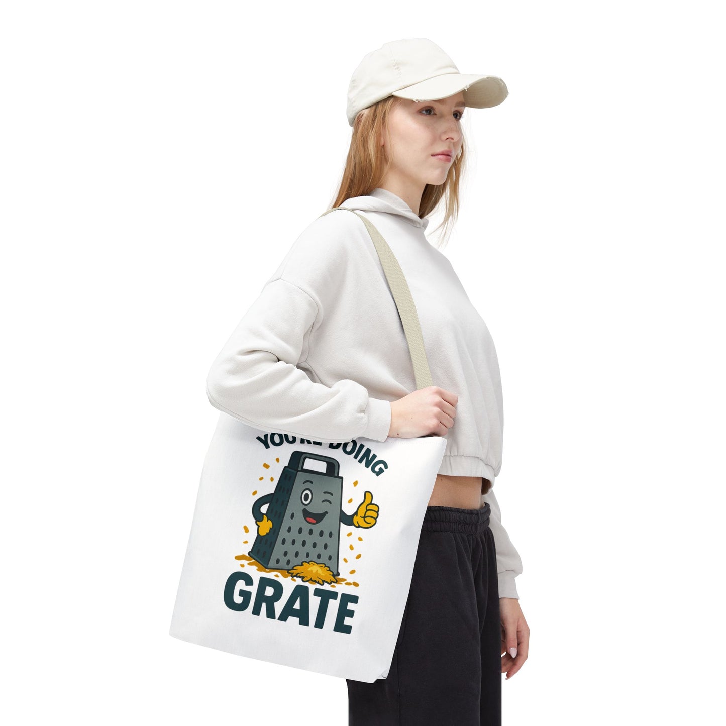 Funny Cheese Pun Tote Bag – “You’re Doing Grate” Grocery Bag | Cute Gift for Coworkers, Teachers, Food Lovers & Everyday Motivation