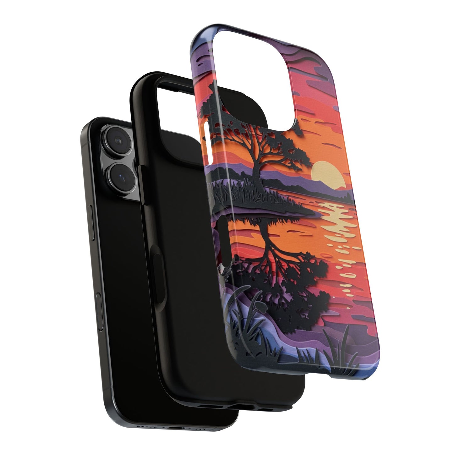 iPhone Case - Colorful Paper Art Sunset Design