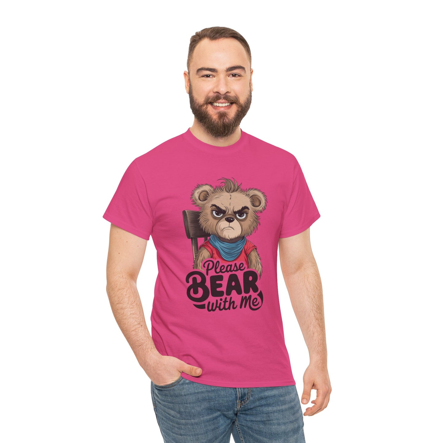 Grumpy Bear Graphic Tee – Please Bear With Me Shirt – Funny Animal T‑shirt – Sarcastic Humor Gift – Cute Bear Meme Art Tee