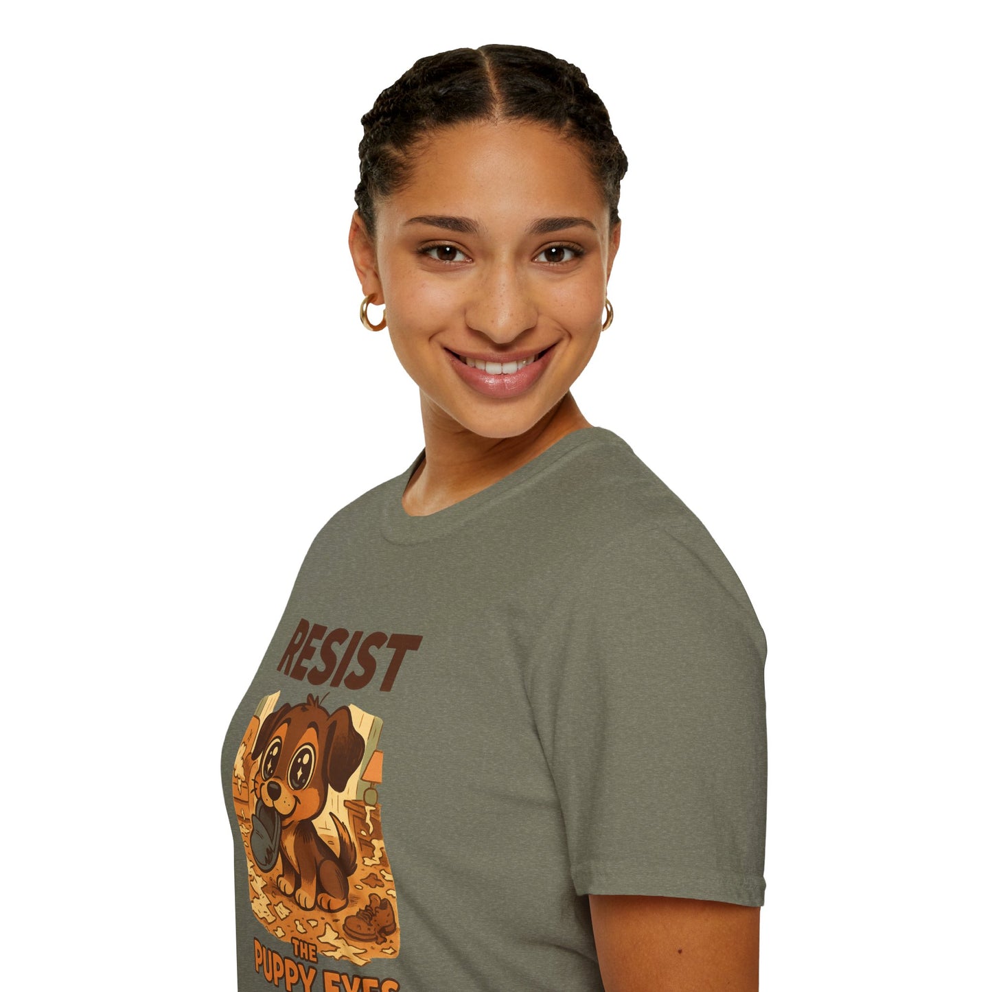 Resist the Puppy Eyes Dog Tee - Cute Puppy Eyes Graphic T-Shirt for Dog Lovers, Funny Pet Gift Shirt, Unisex Animal Lover Tee