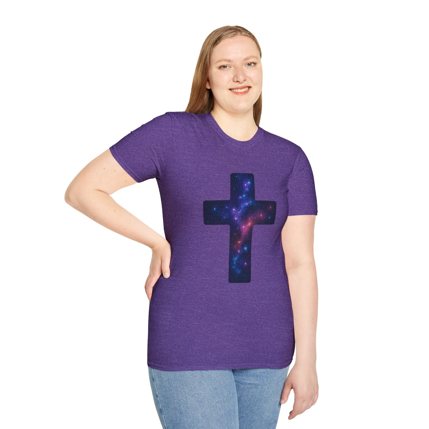 Galaxy Cross Graphic Tee | Celestial Christian Shirt, Spiritual Universe Cross T-Shirt, Faith & Astronomy Gift for Women & Men, Space Aesthetic