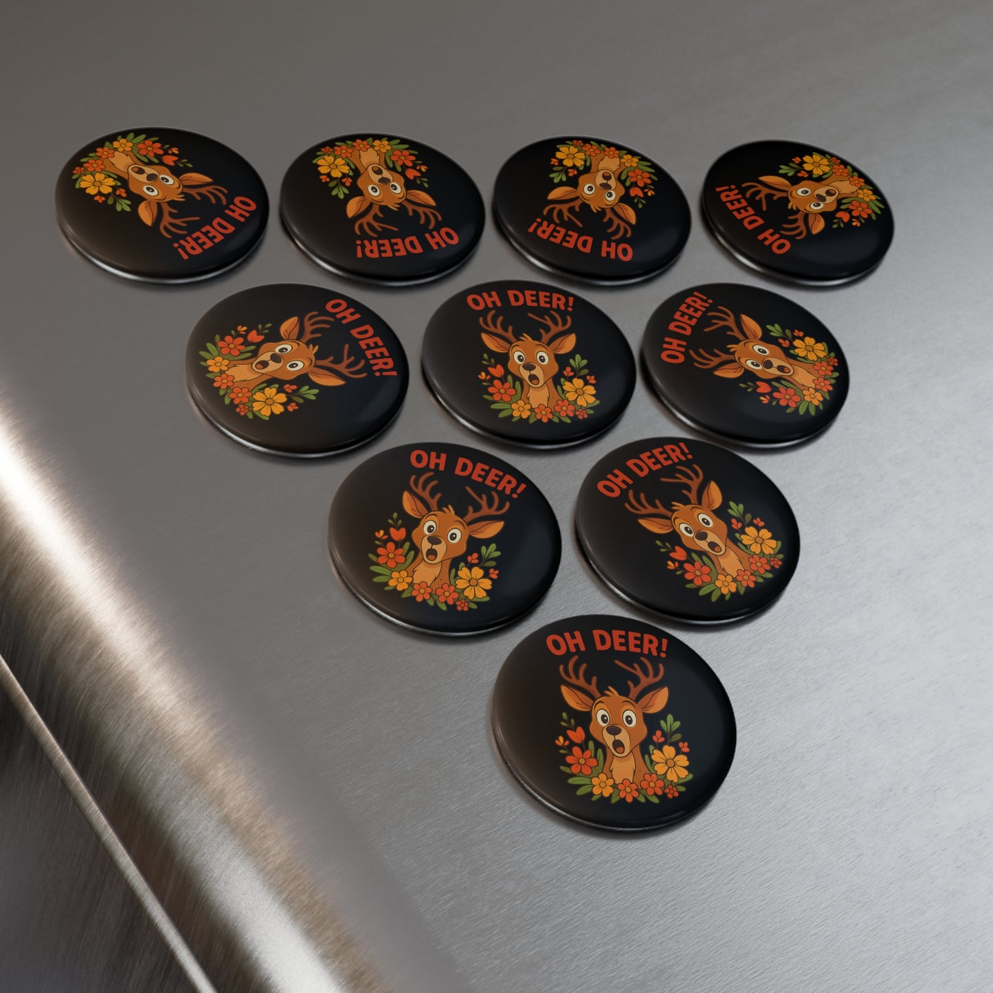 Button Magnet - Oh Deer Round Magnet (1 & 10 pcs) Deer Magnet Wildlife Decor Funny Kitchen Decor Pun Magnet