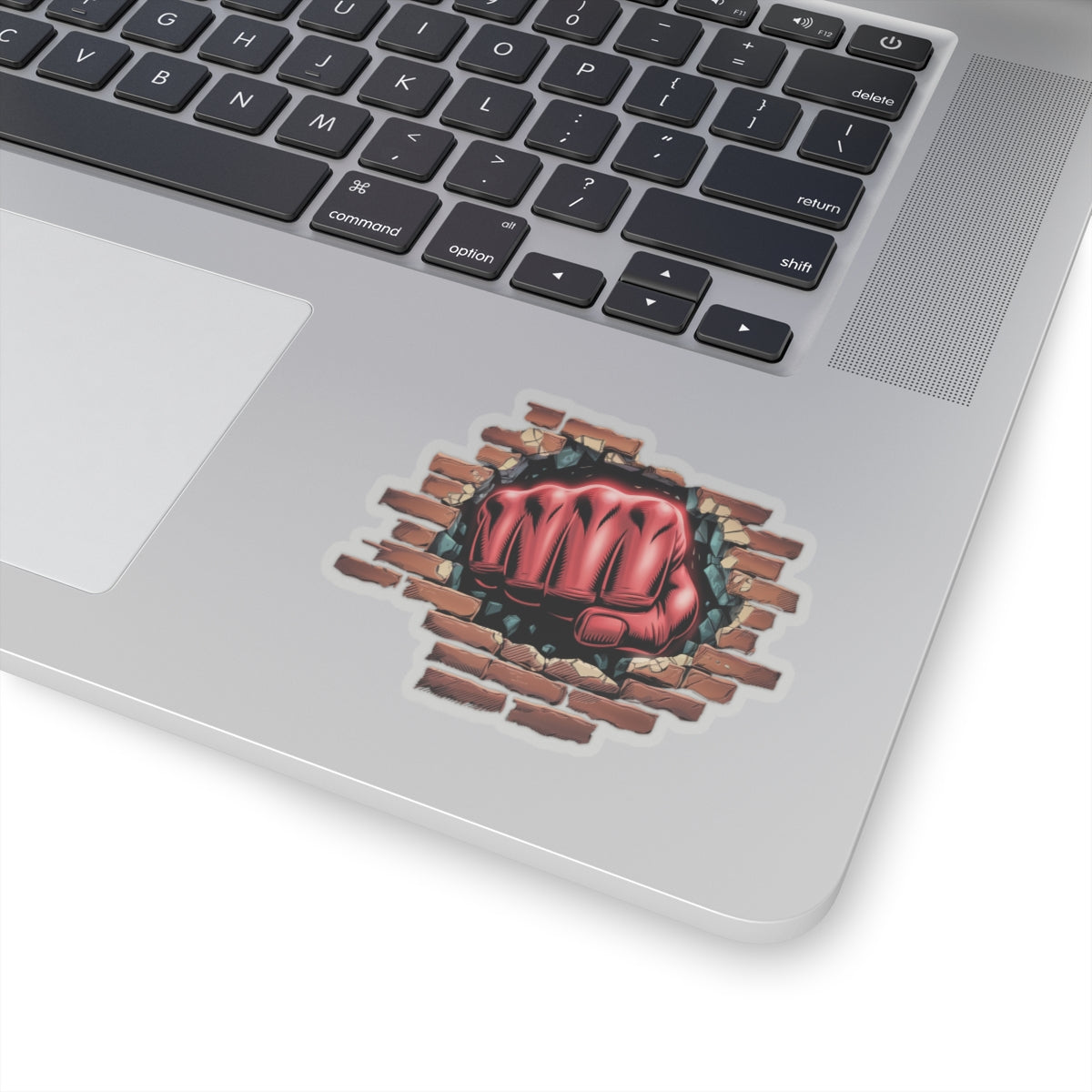Sticker Red Fist Brick Wall Smash Kiss-Cut Sticker