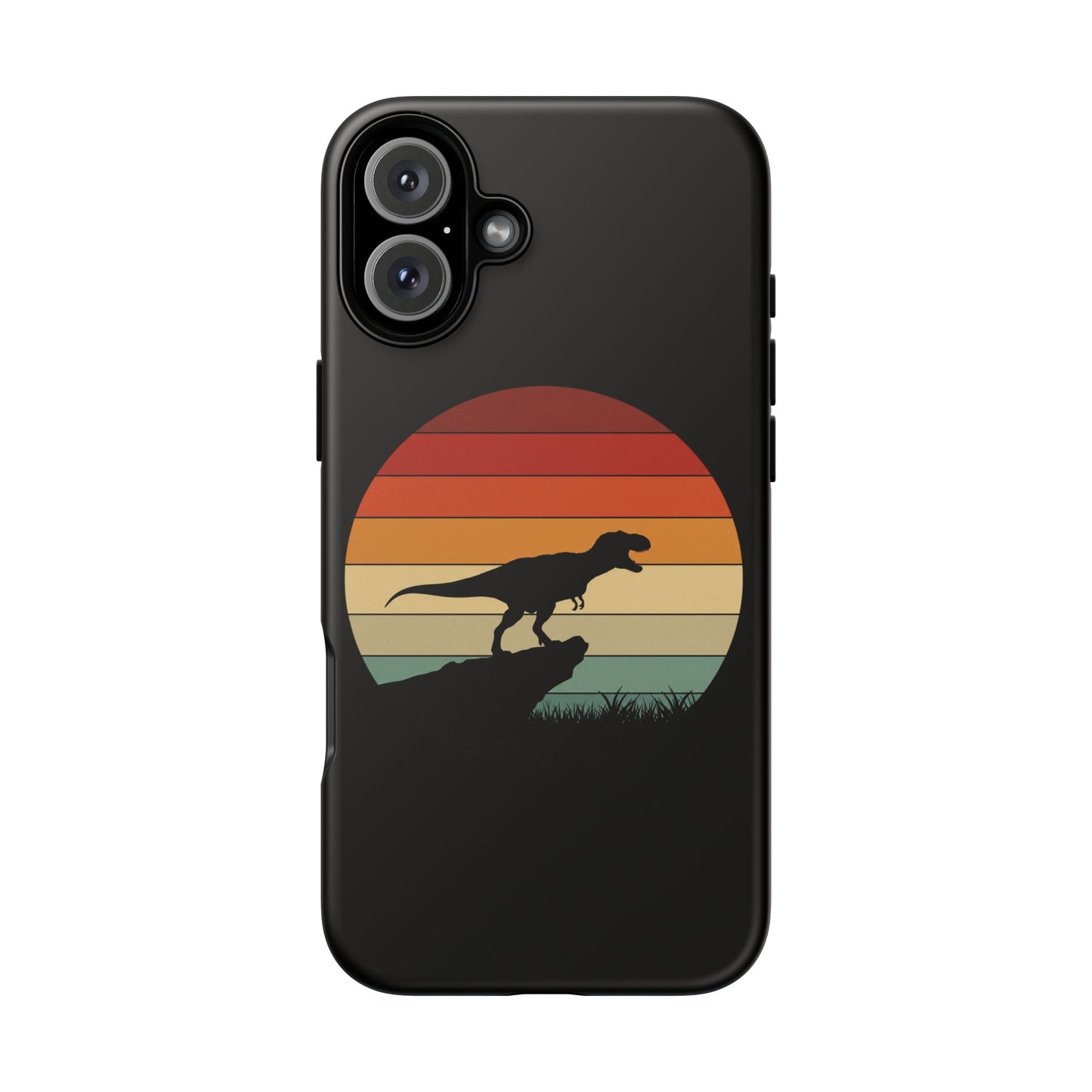 Retro Sunset Dinosaur iPhone Case | T‑Rex Silhouette Vintage Phone Cover for iPhone 14/15/16 Pro | Aesthetic Dinosaur Gift
