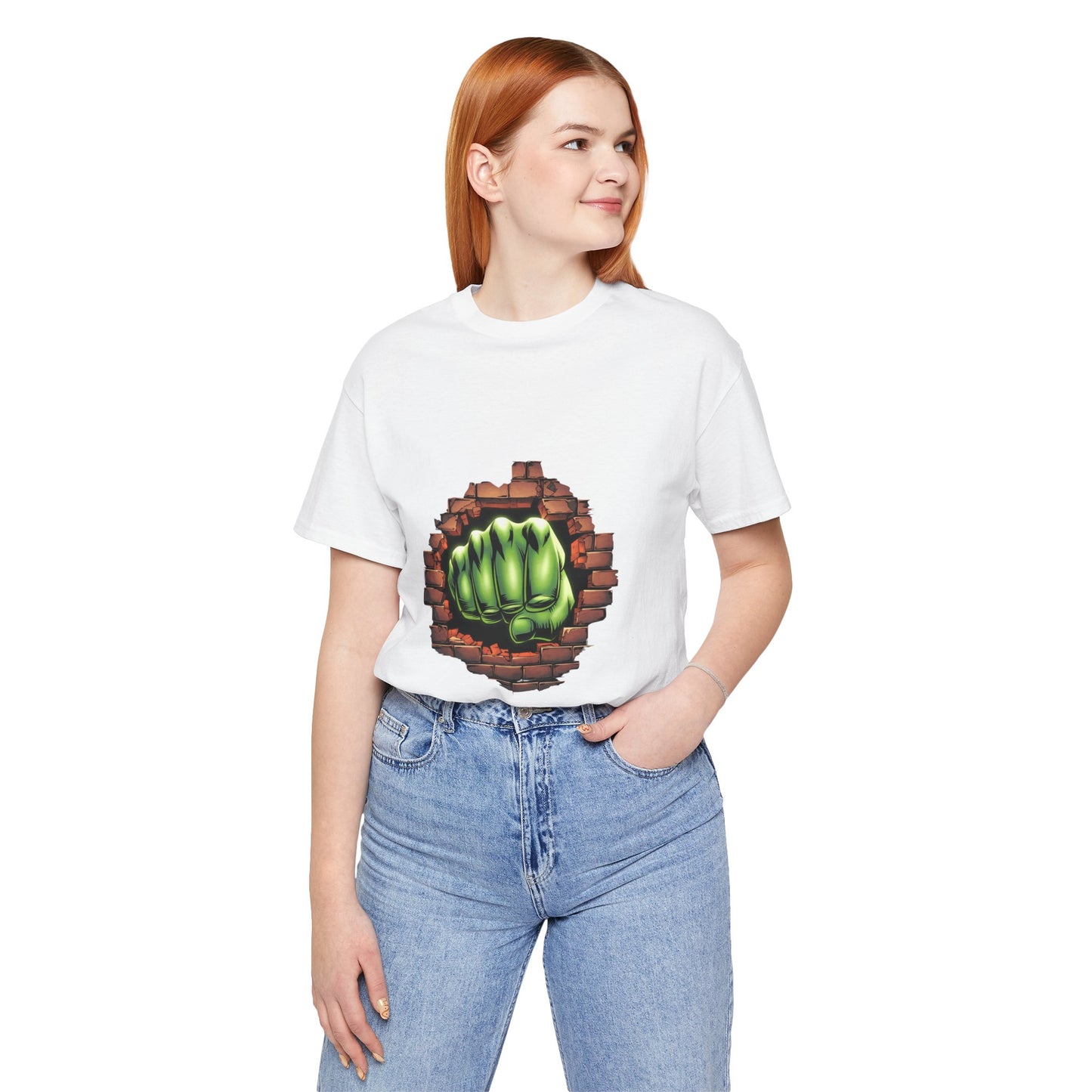 Green Hero Fist Graphic Tee – Superhero Shirt, Comic Pop Art, Gamer Gift, Y2K Dopamine Aesthetic, Funny Nerd Fashion, Unisex T‑shirt