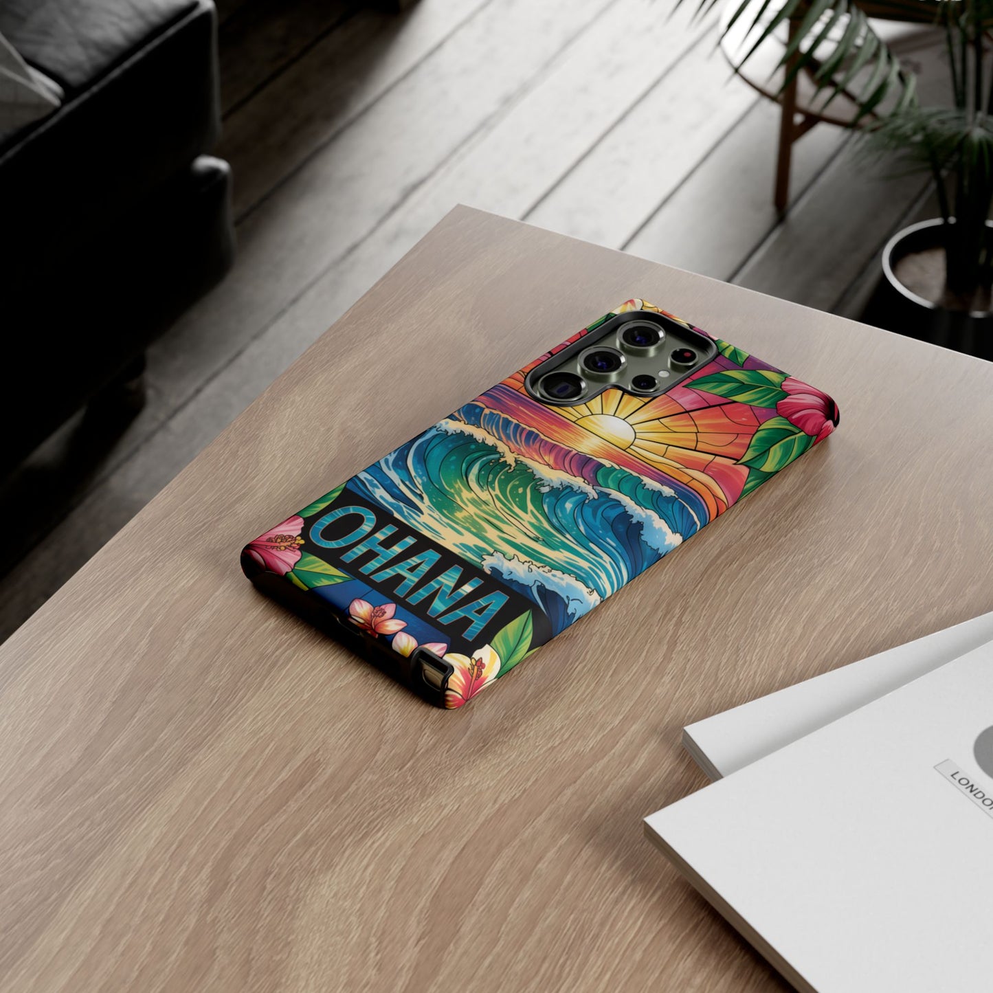 Samsung Galaxy Case Ohana Hawaiian Wave Phone Cover Sunset Tropical Beach Art Protective Case Gift for Samsung Lovers