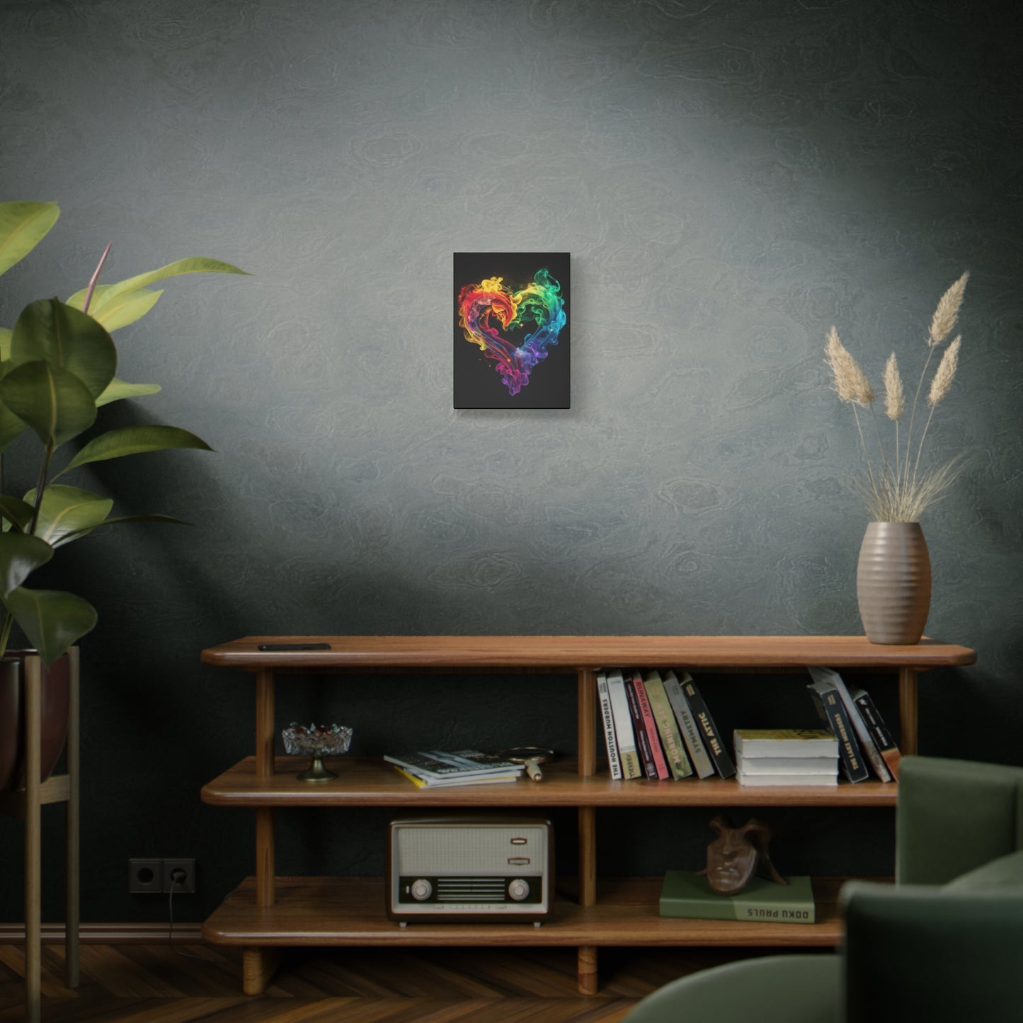 Canvas Art Print - Colorful Smoke Heart Design