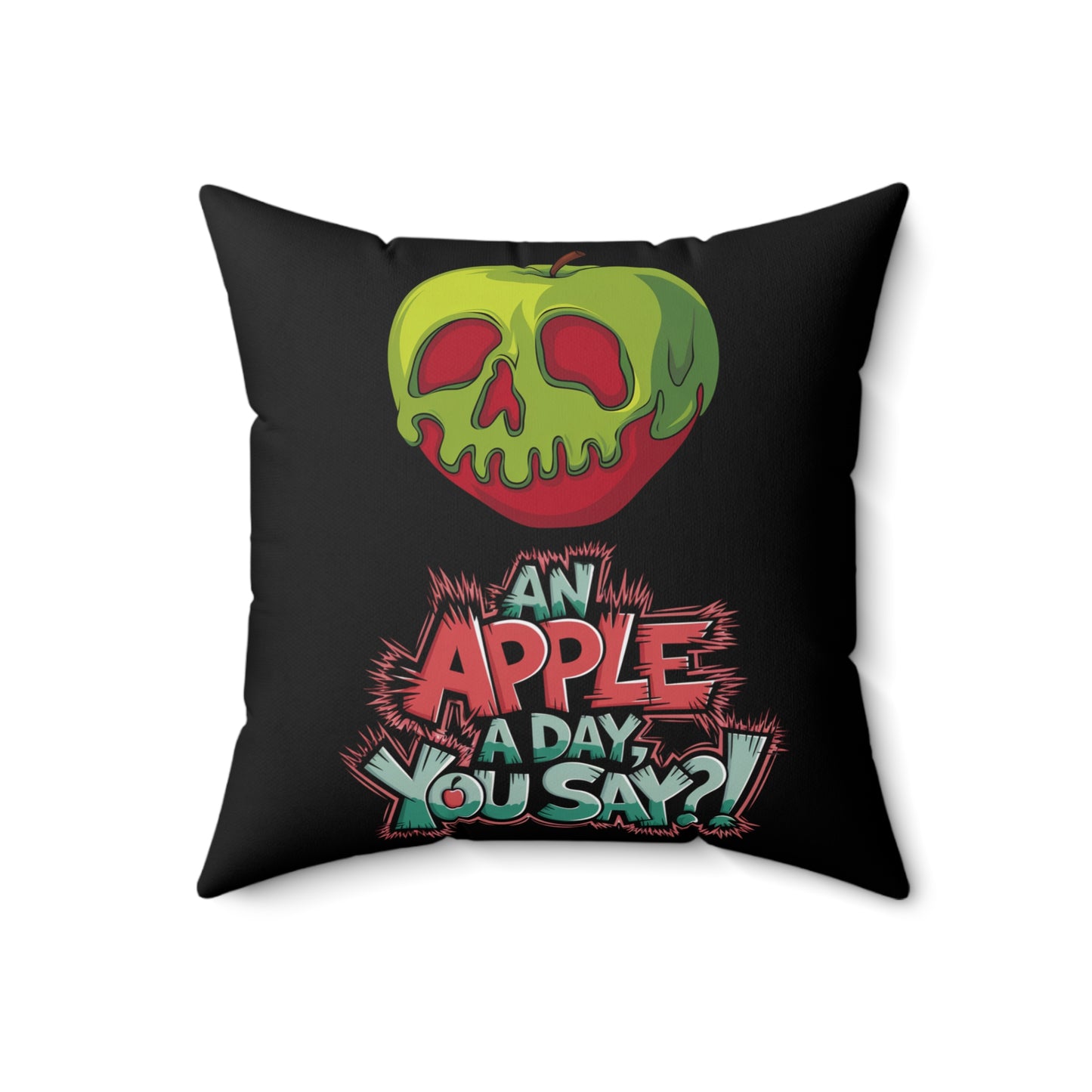 Square Pillow - Poison Apple Design - 'An Apple a Day You Say'