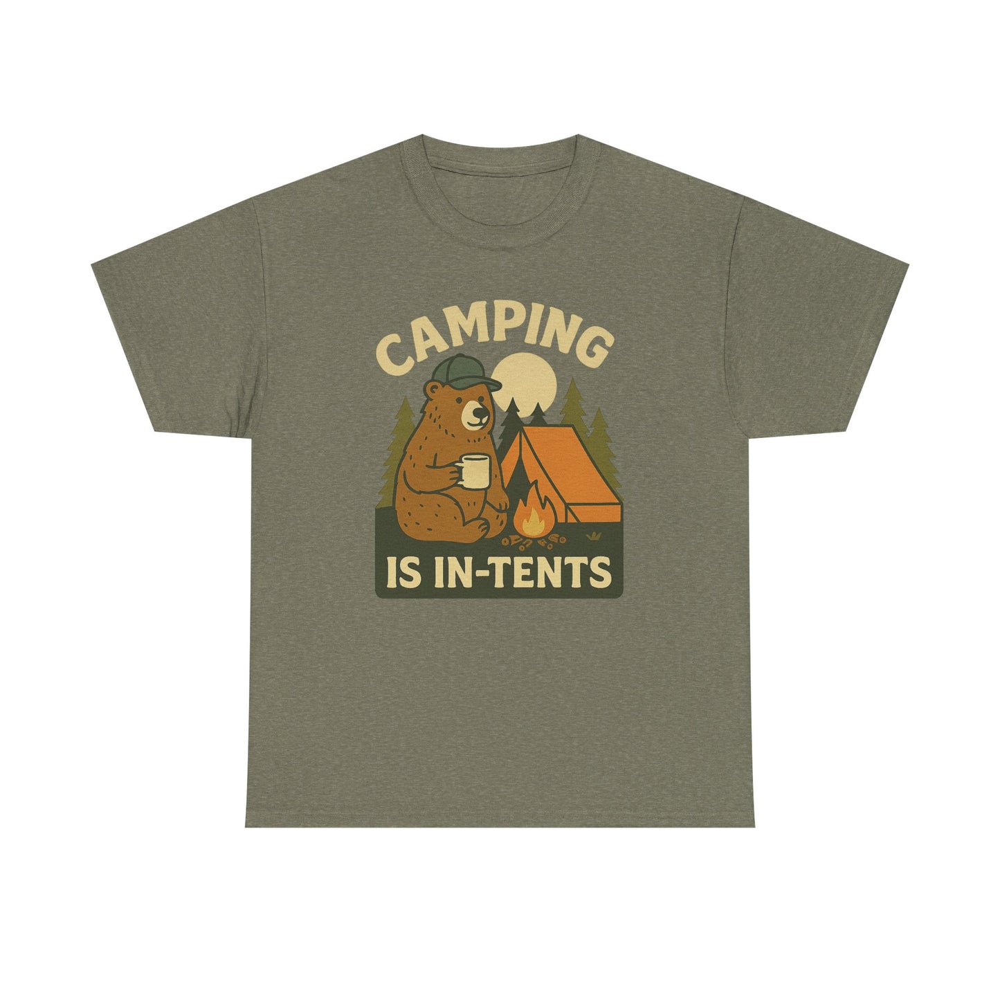 Camping Is In-Tents Funny Bear Camping Tee - Cute Outdoorsy Pun Shirt - Retro Campfire Graphic, Nature Lover Gift, Unisex Adventure Apparel
