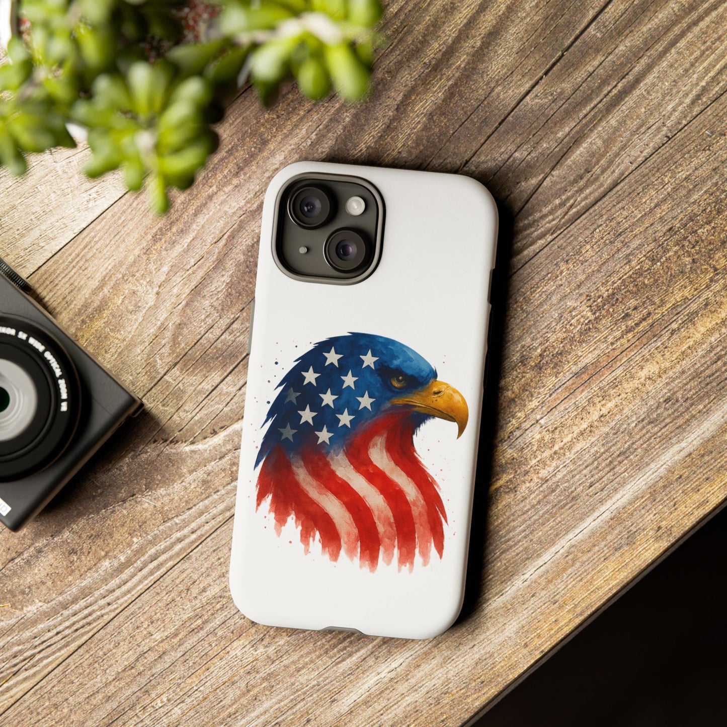 Patriotic Eagle iPhone Case - USA Flag Tough Cover, Dual-Layer Rugged Protection, 4th of July and Veteran Gift