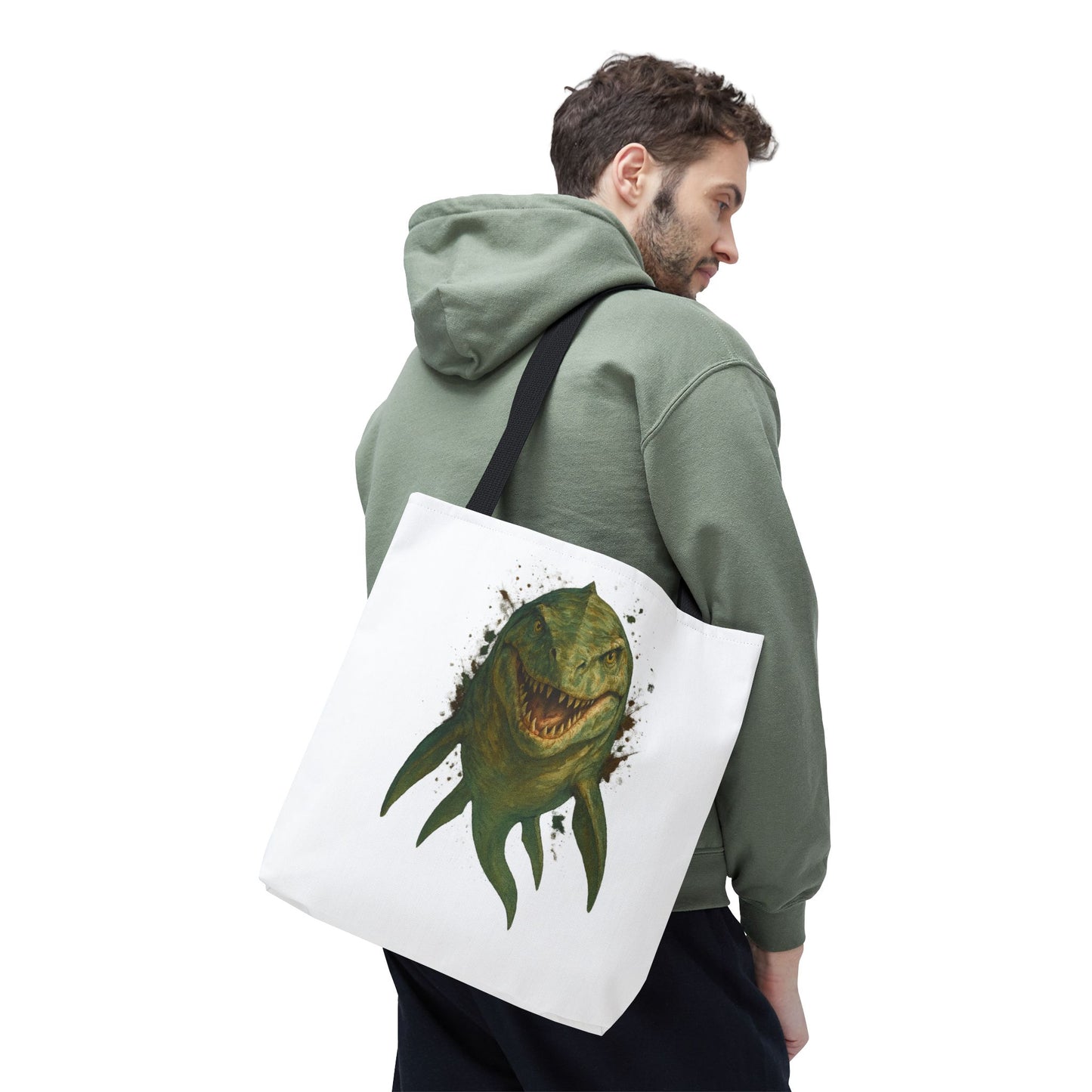 Watercolor Mosasaurus Tote Bag - Prehistoric Sea Monster Art, Dinosaur Ocean Reptile Gift, Eco Canvas Bag for Dino and Marine Fans