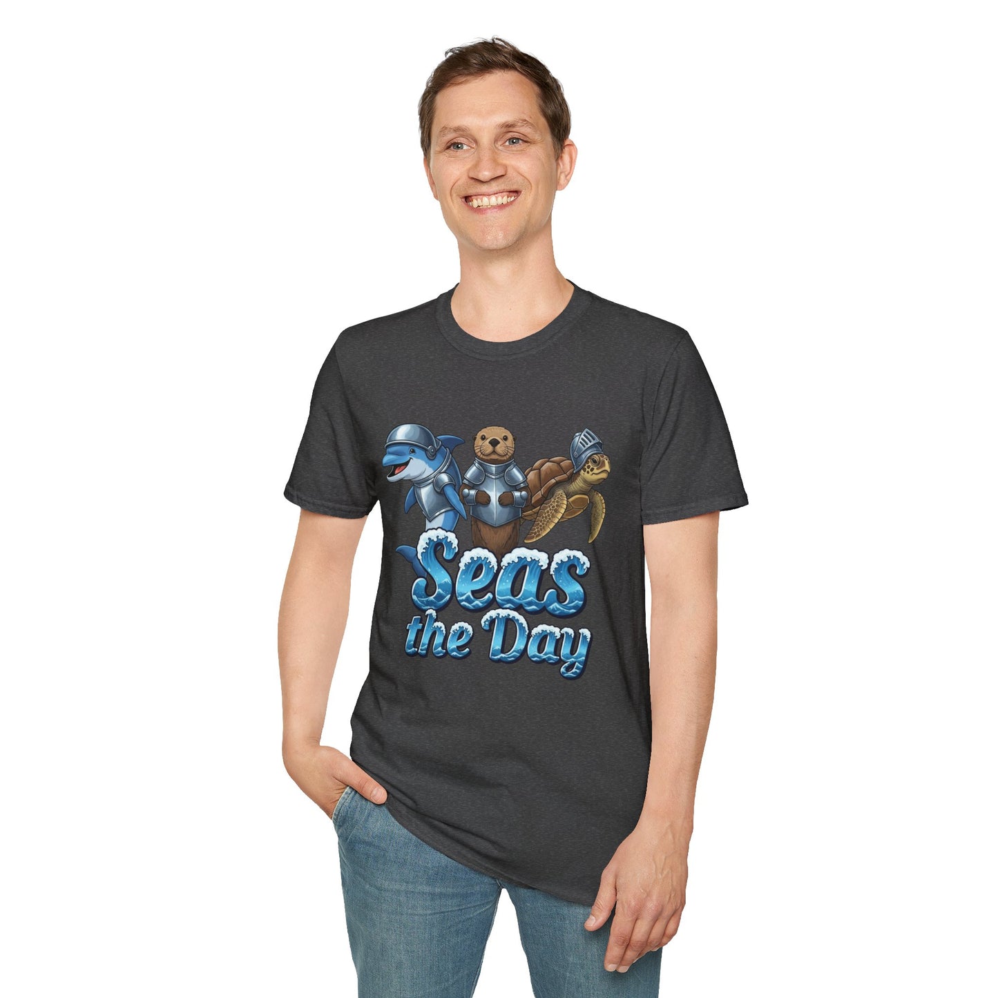 Seas the Day Shirt | Ocean Knight Animals Dolphin Otter Turtle Graphic Tee | Funny Sea Life Adventure Tee | Gift for Beach Lovers