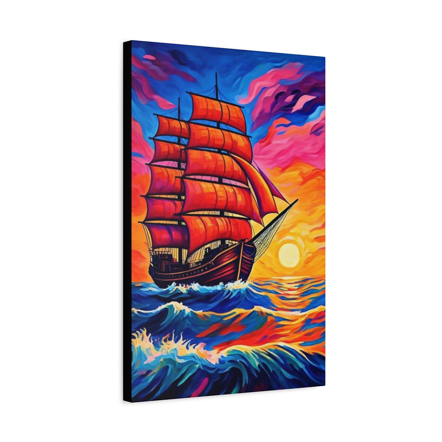 Canvas Art - Ship Sailing at Sunset