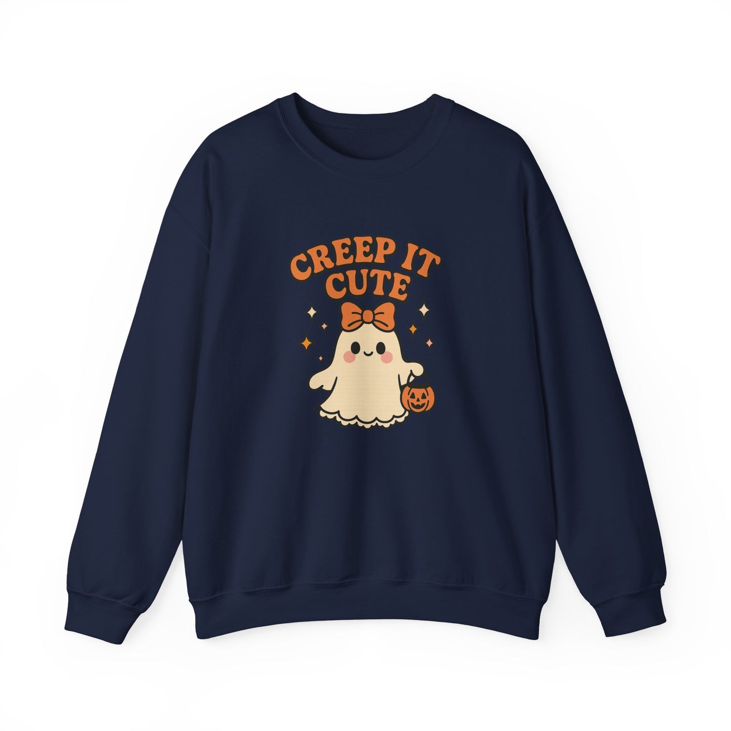Cute Ghost Sweatshirt, Creep It Cute Crewneck, Spooky Halloween Pullover, Sweet Ghost Graphic Sweatshirt, Trick-Or-Treat Gift Top