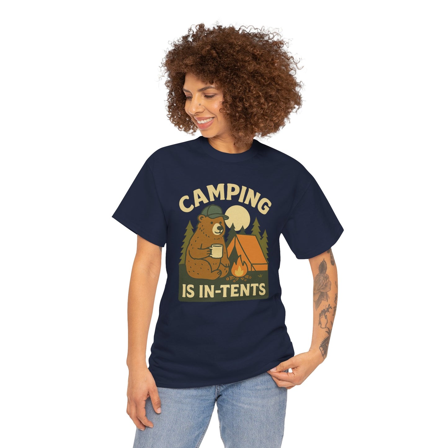 Camping Is In-Tents Funny Bear Camping Tee - Cute Outdoorsy Pun Shirt - Retro Campfire Graphic, Nature Lover Gift, Unisex Adventure Apparel