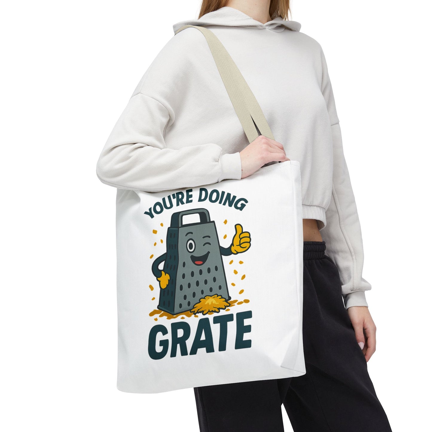 Funny Cheese Pun Tote Bag – “You’re Doing Grate” Grocery Bag | Cute Gift for Coworkers, Teachers, Food Lovers & Everyday Motivation