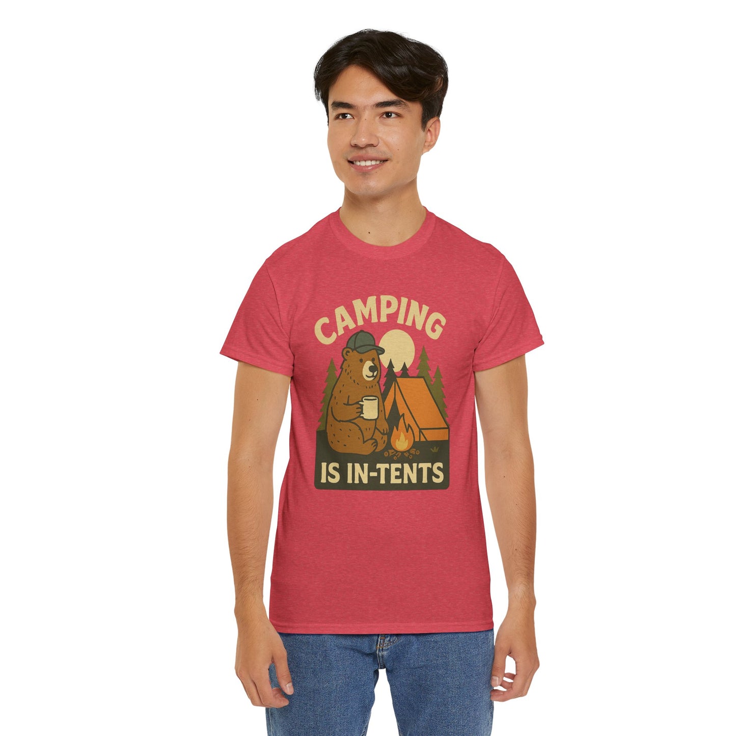Camping Is In-Tents Funny Bear Camping Tee - Cute Outdoorsy Pun Shirt - Retro Campfire Graphic, Nature Lover Gift, Unisex Adventure Apparel