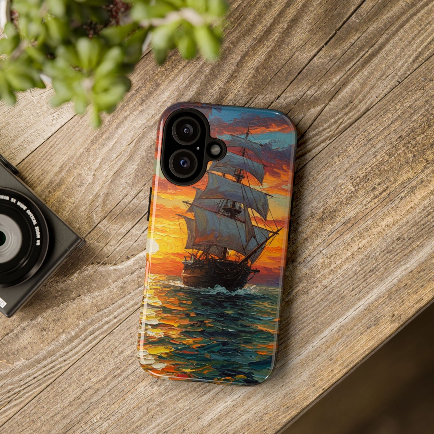 iPhone Case - Ship Sailing at Sunset Design