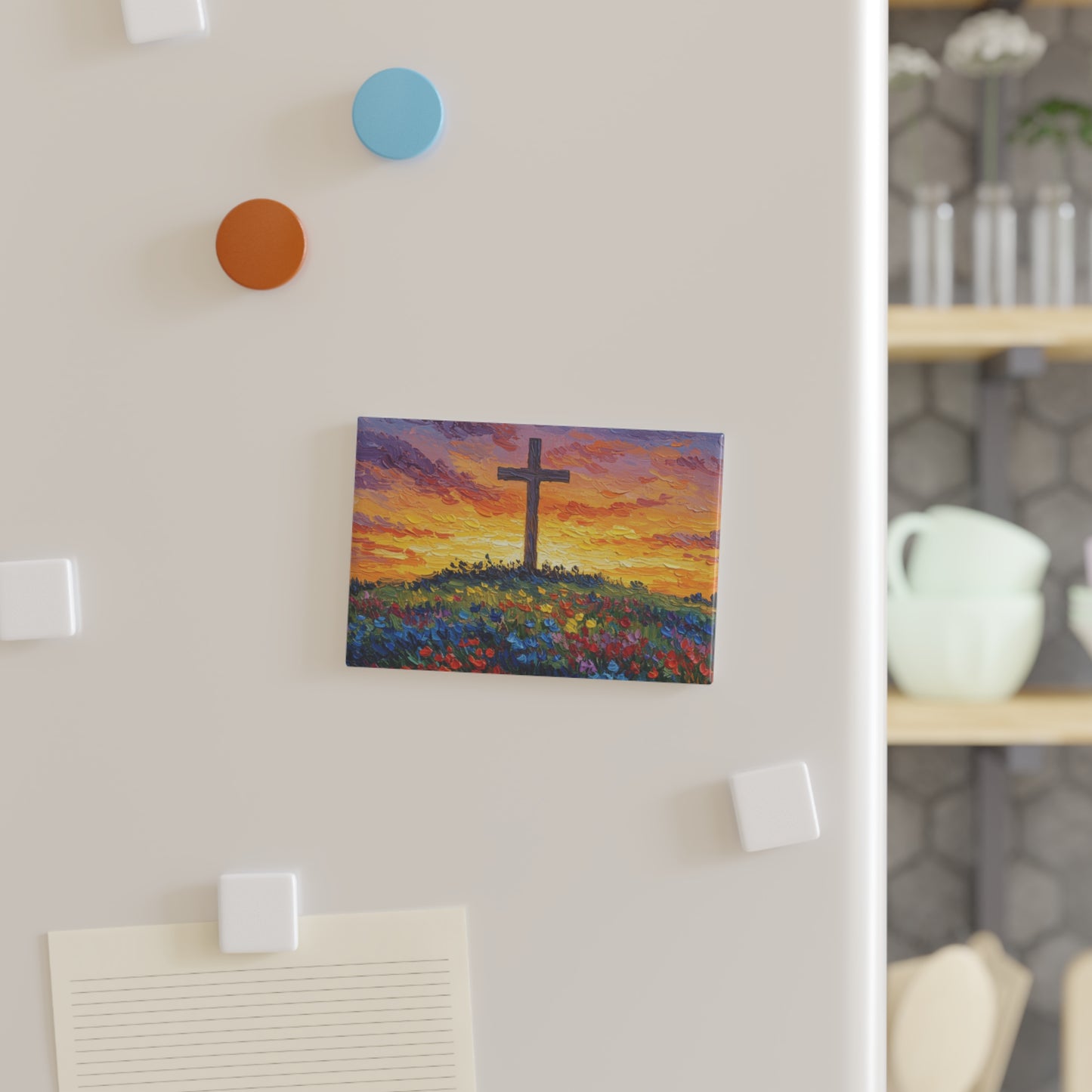 Magnet Van Gogh Style Cross Spiritual Magnet Christian Decor Religious Magnet