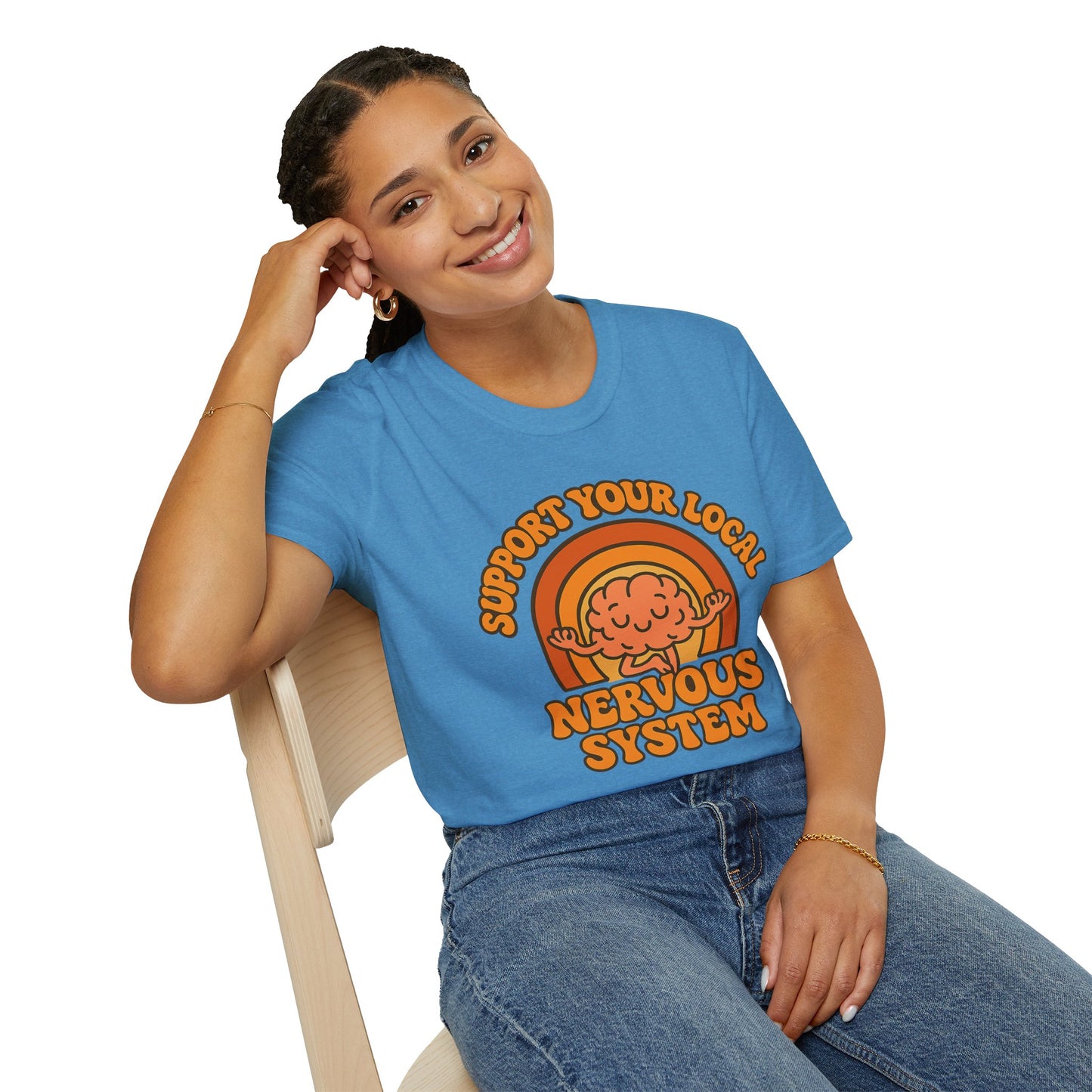 Support Your Local Nervous System T-Shirt | Funny Brain Tee, Neurodiversity Gift, Mental Health Humor Shirt, Science Geek Retro Tee