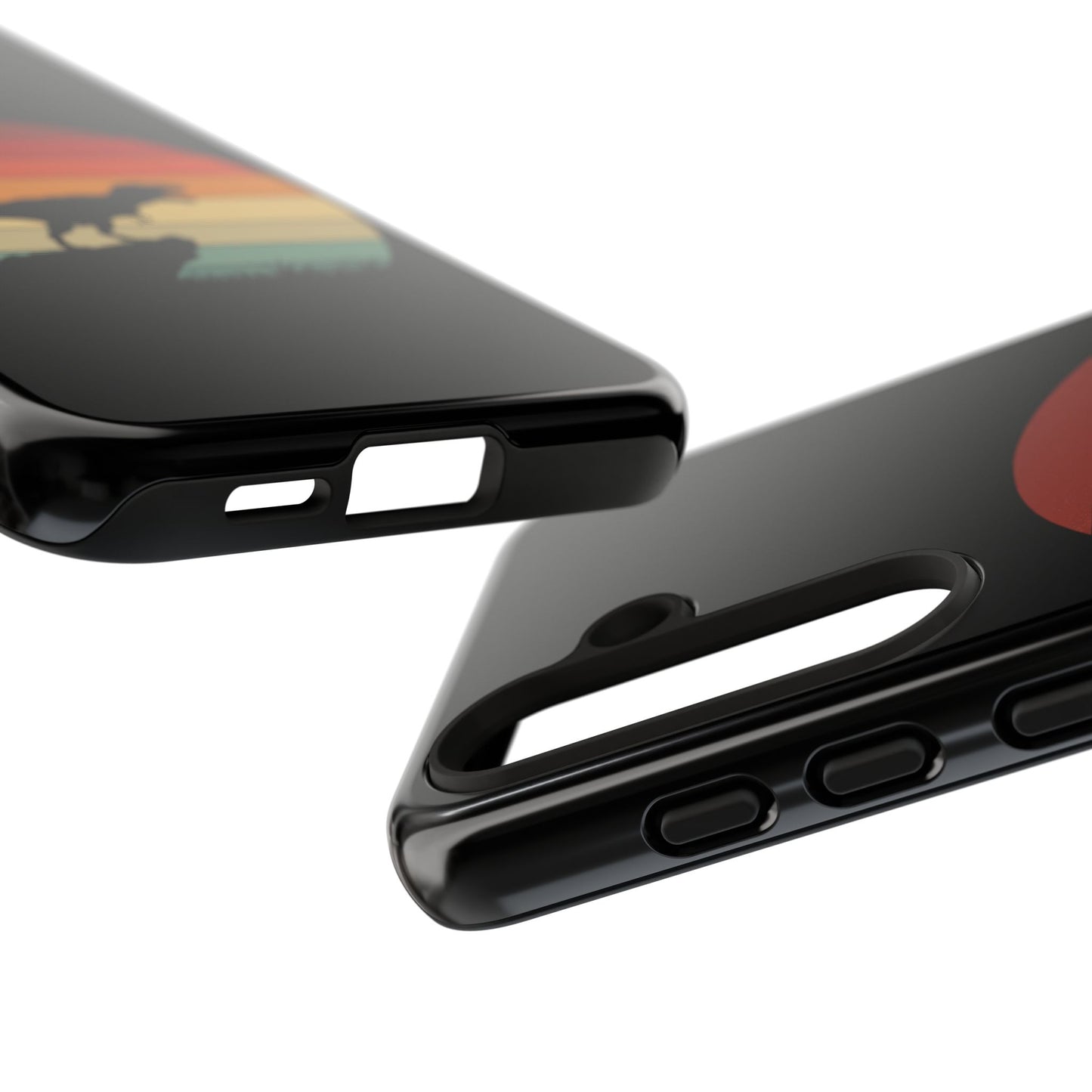 Retro Sunset Dinosaur Samsung Case | T-Rex Silhouette Vintage Gradient Cover for Galaxy S25/S24/S23 Series Dinosaur Phone Case