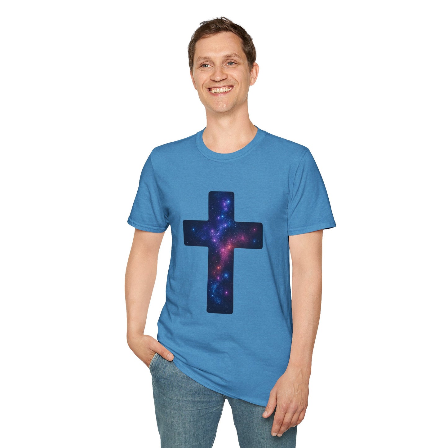 Galaxy Cross Graphic Tee | Celestial Christian Shirt, Spiritual Universe Cross T-Shirt, Faith & Astronomy Gift for Women & Men, Space Aesthetic