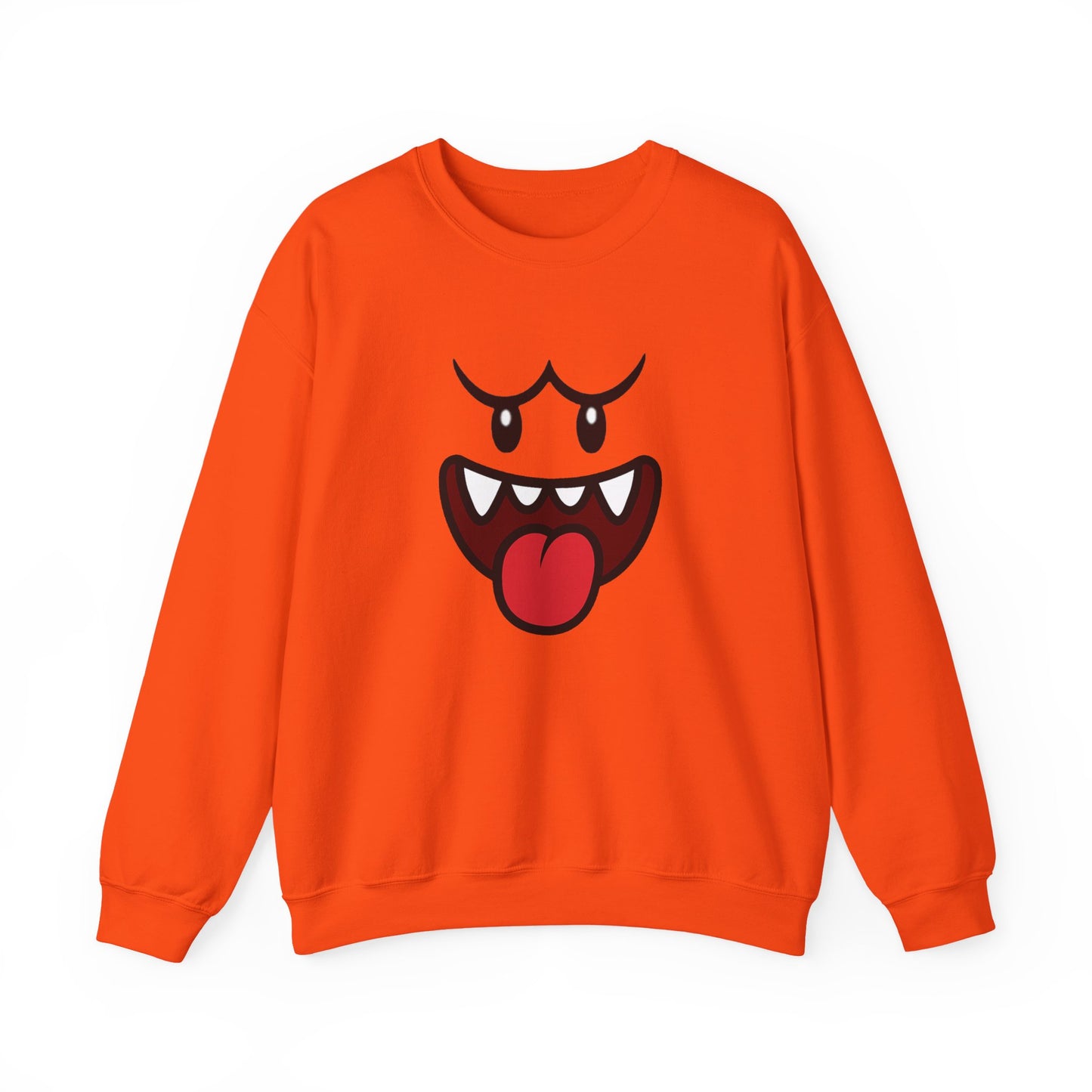 Spooky Grin Sweatshirt, Cartoon Ghost Face Crewneck, Halloween Grinning Ghost Sweatshirt, Cute Monster Smile Pullover, Spooky Season Graphic Sweat