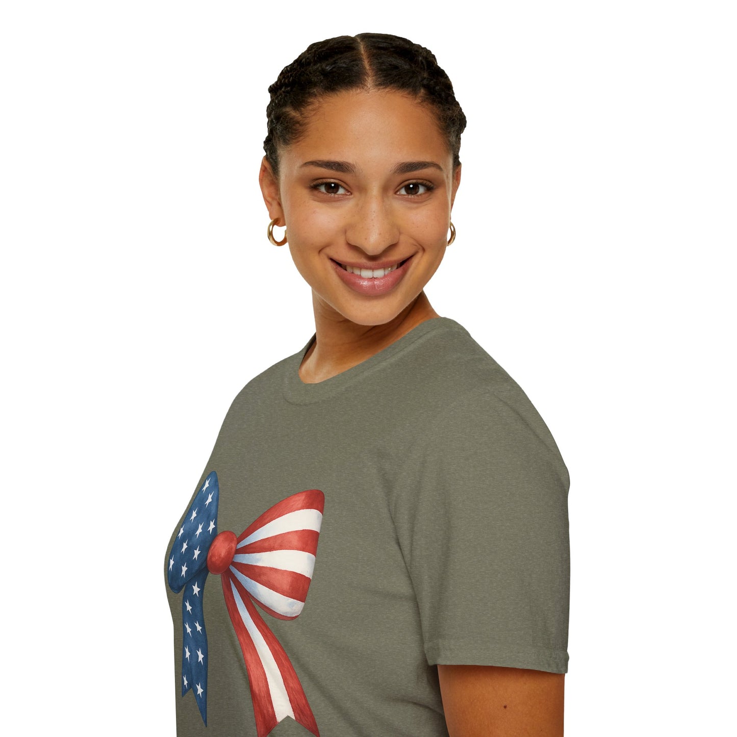 Patriotic Bow USA T-Shirt | 4th of July Shirt | American Flag Bow Tee | Independence Day Shirt | July 4th Graphic Tee | USA Pride Shirt