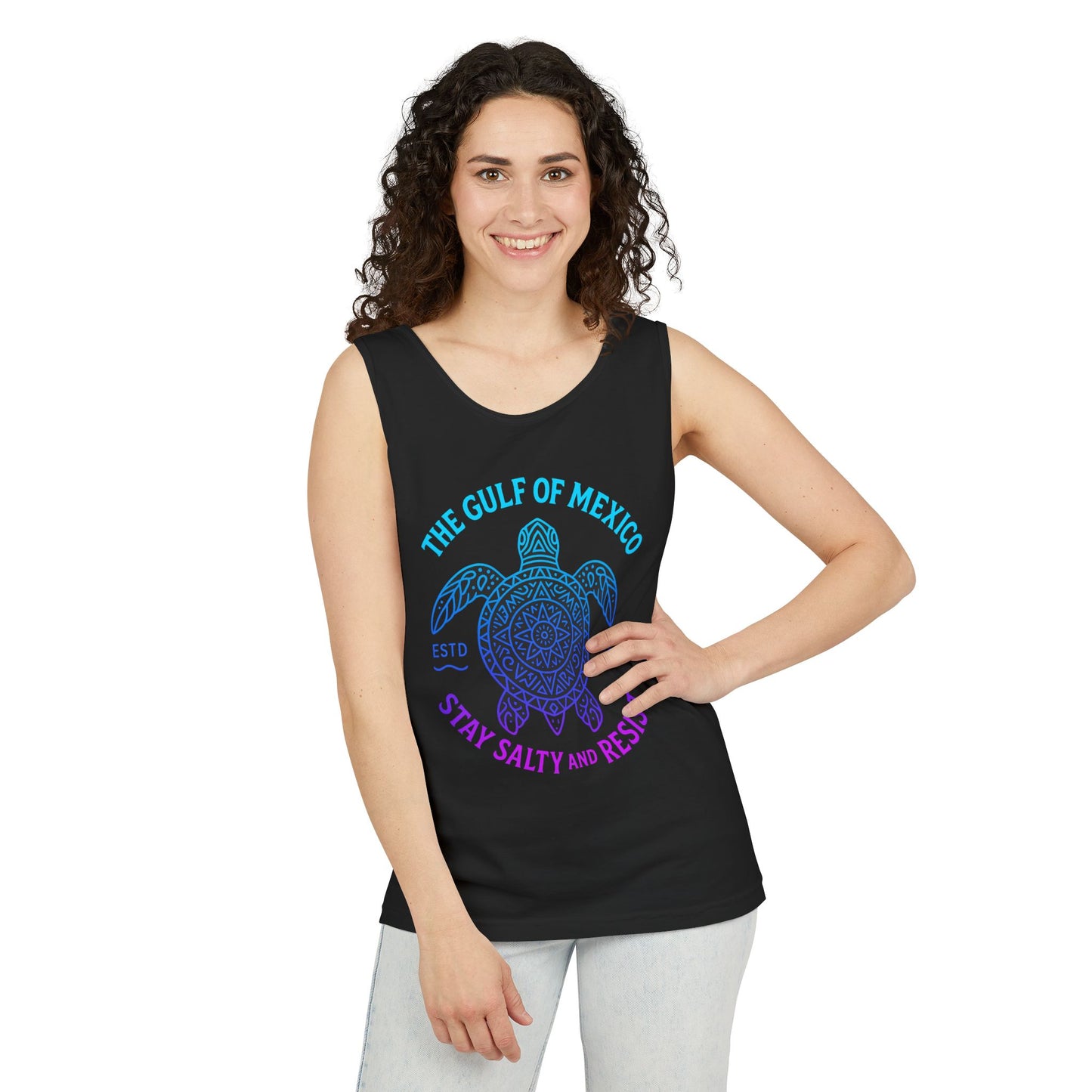 Gulf of Mexico Turtle Tank - Stay Salty and Resist Sea Turtle Shirt, Beach Vacation Top, Ocean Lover Gift, Nautical 2025 Summer Tank