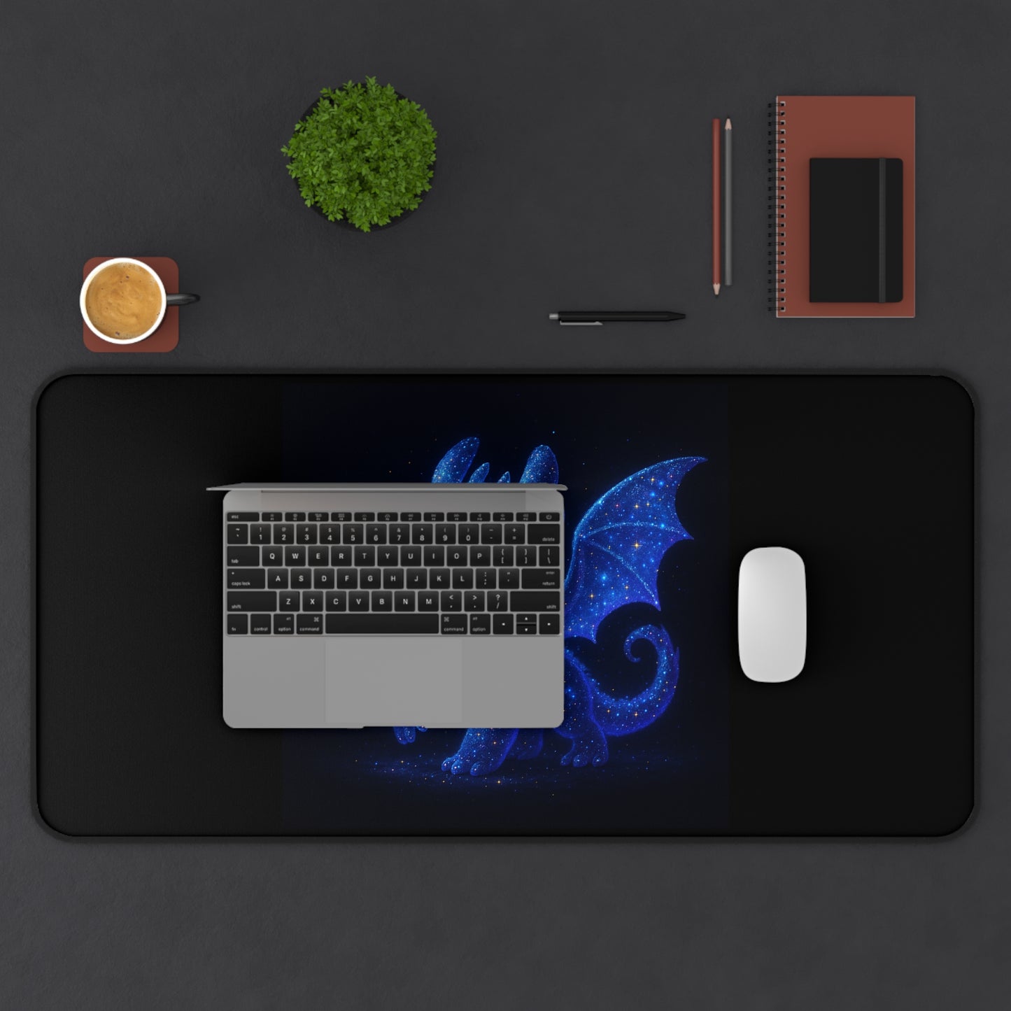Galaxy Dragon Desk Mat | Cute Fantasy XL Mouse Pad | Kawaii Gaming Mat | Celestial Desk Decor | Gift for Gamers & Dragon Lovers