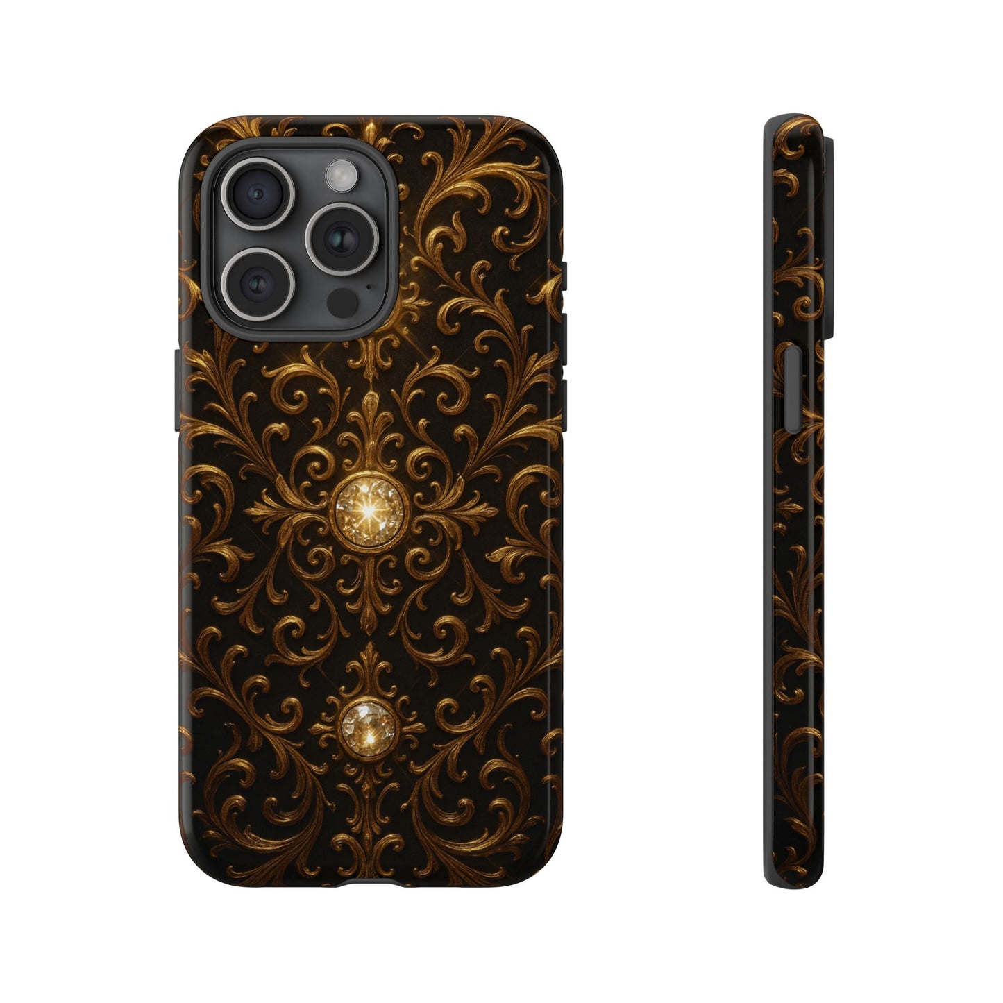 Baroque iPhone Case β Elegant Gold Floral Scroll Design for iPhone 16, 15, 14, 13, Pro Max & More