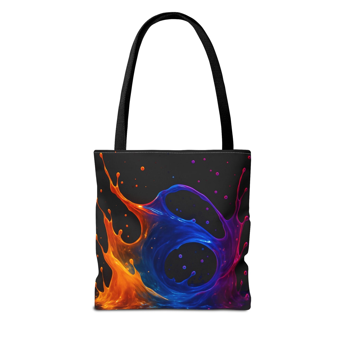 Elemental Fusion Tote Bag, Fire And Water Abstract Art Design, Vibrant Blue And Orange Splash Reusable Tote For Artists, Travel, And Everyday Use