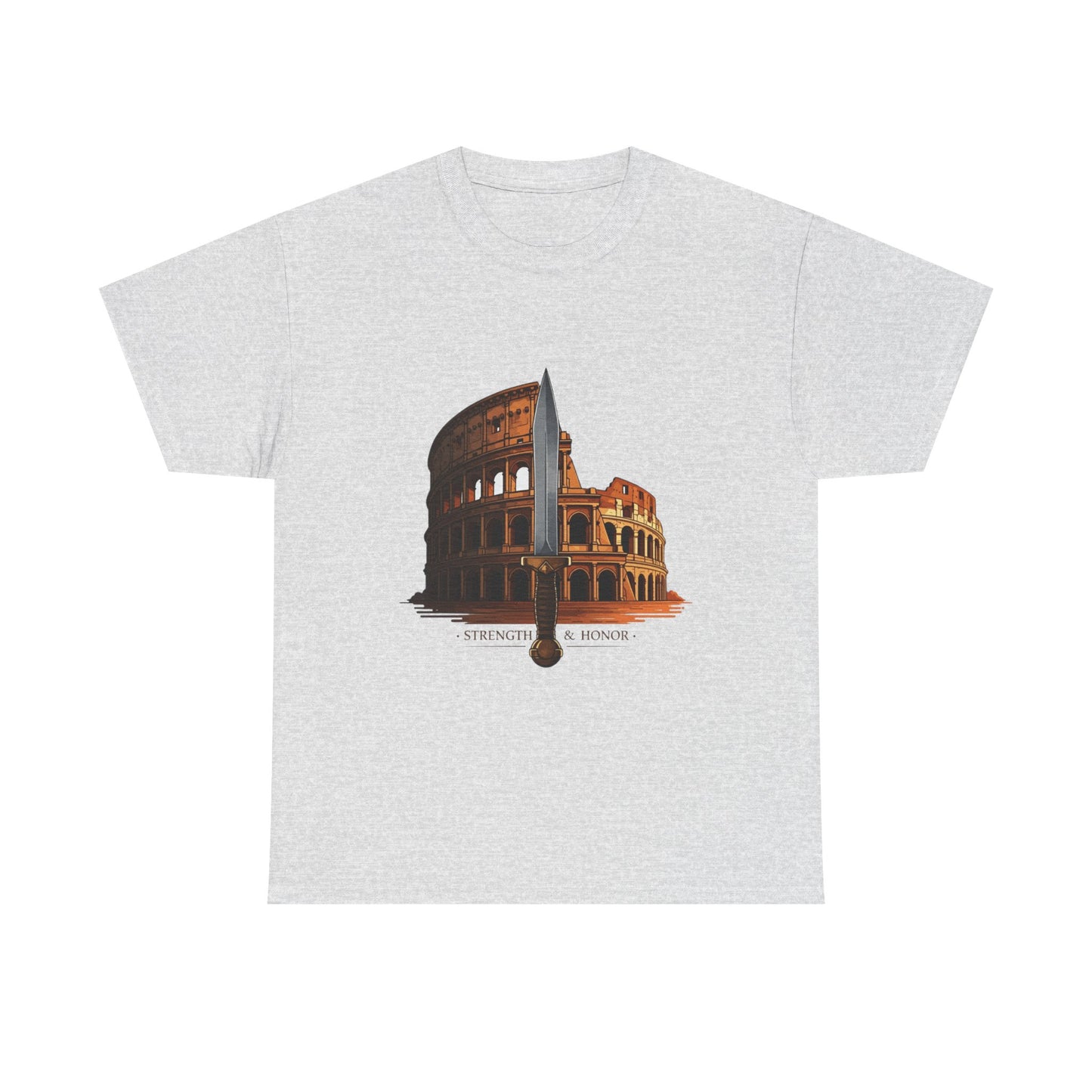 Strength & Honor Gladiator Shirt – Roman Colosseum Sword Graphic Tee – Ancient Rome History T-Shirt for Gladiator & Travel Fans