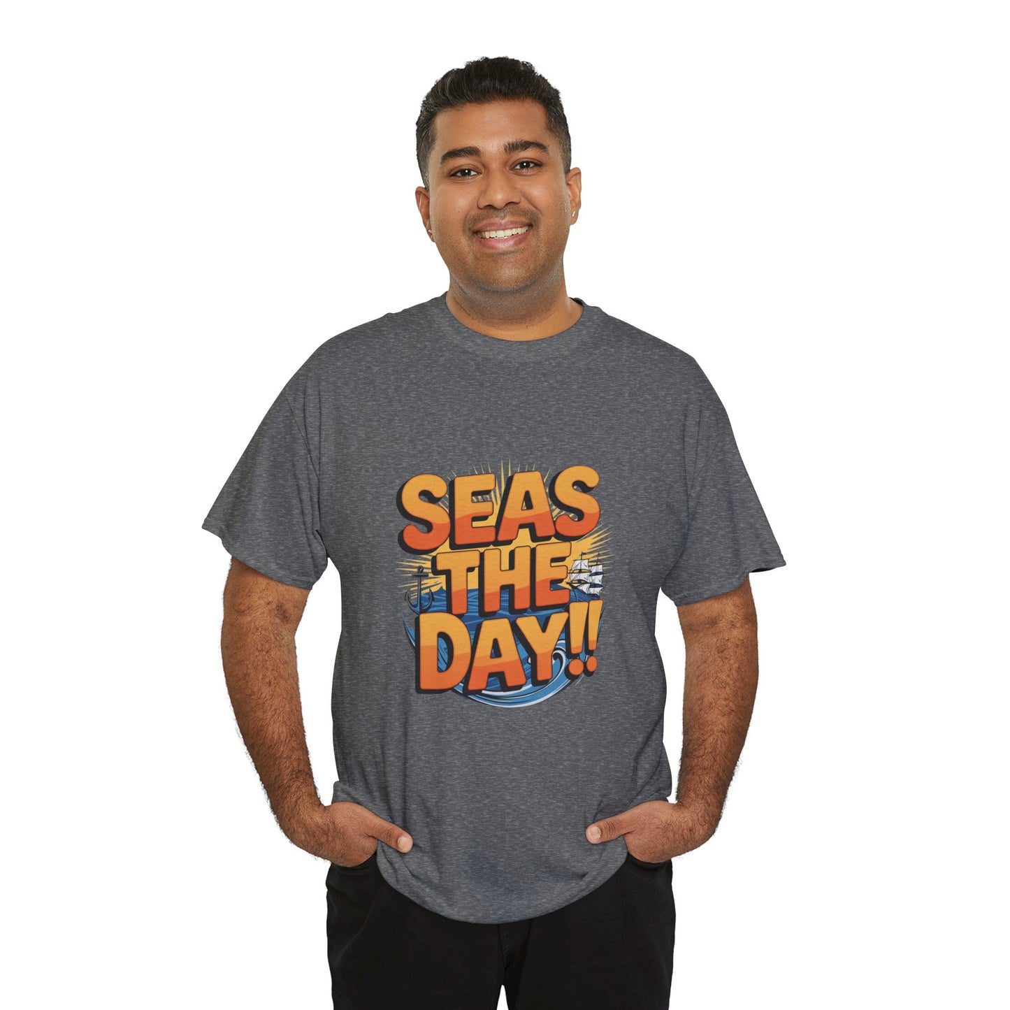 Seas The Day!! Tee • Ocean Pun Graphic Shirt • Comfort Colors Unisex Beachy Vibes • Nautical Aesthetic • Gift for Sea Lovers & Summer Vacays