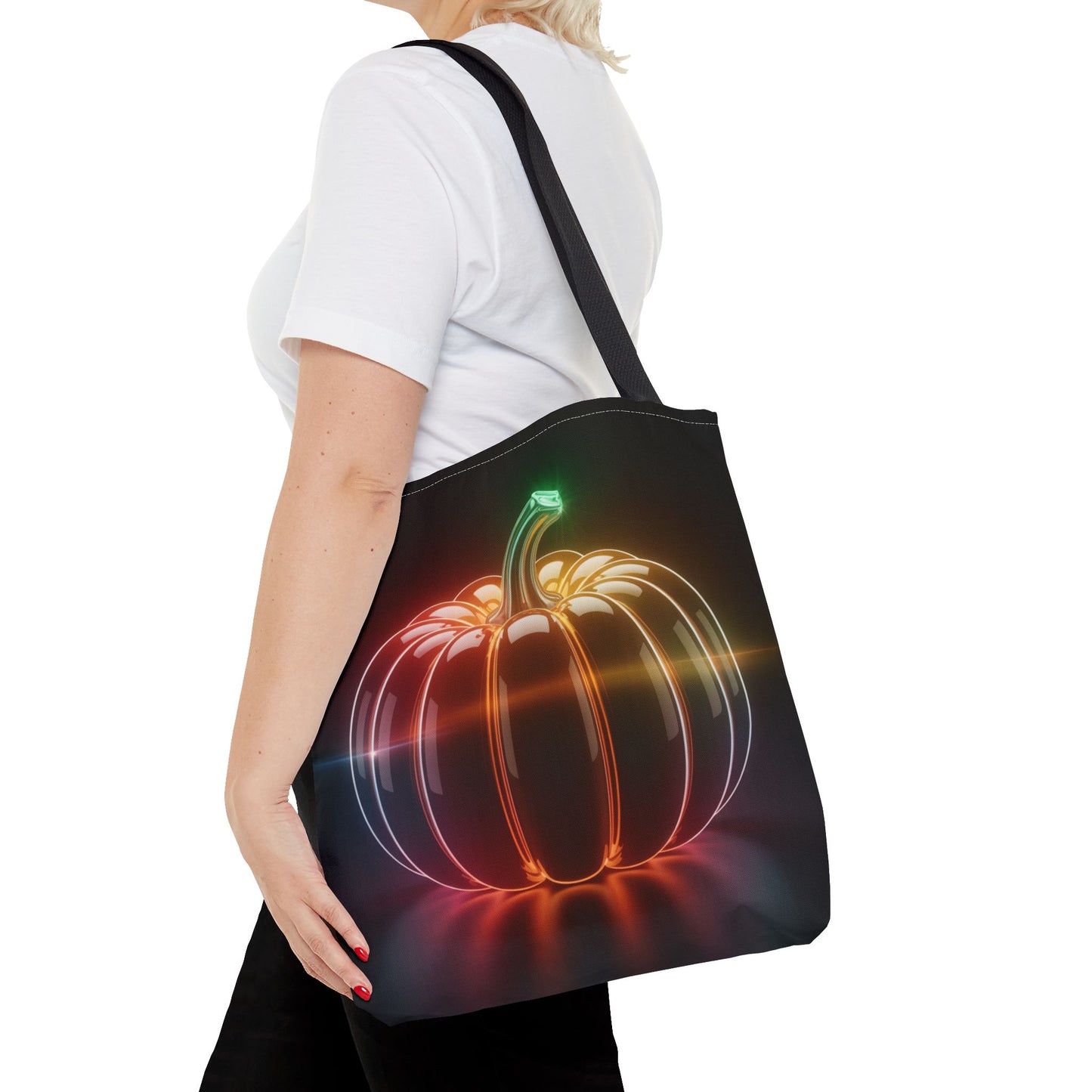 Neon Pumpkin Tote Bag, Glowing Halloween Bag, Modern Fall Tote, Pumpkin Aesthetic Accessory, Trick Or Treat Bag, Spooky Season Gift