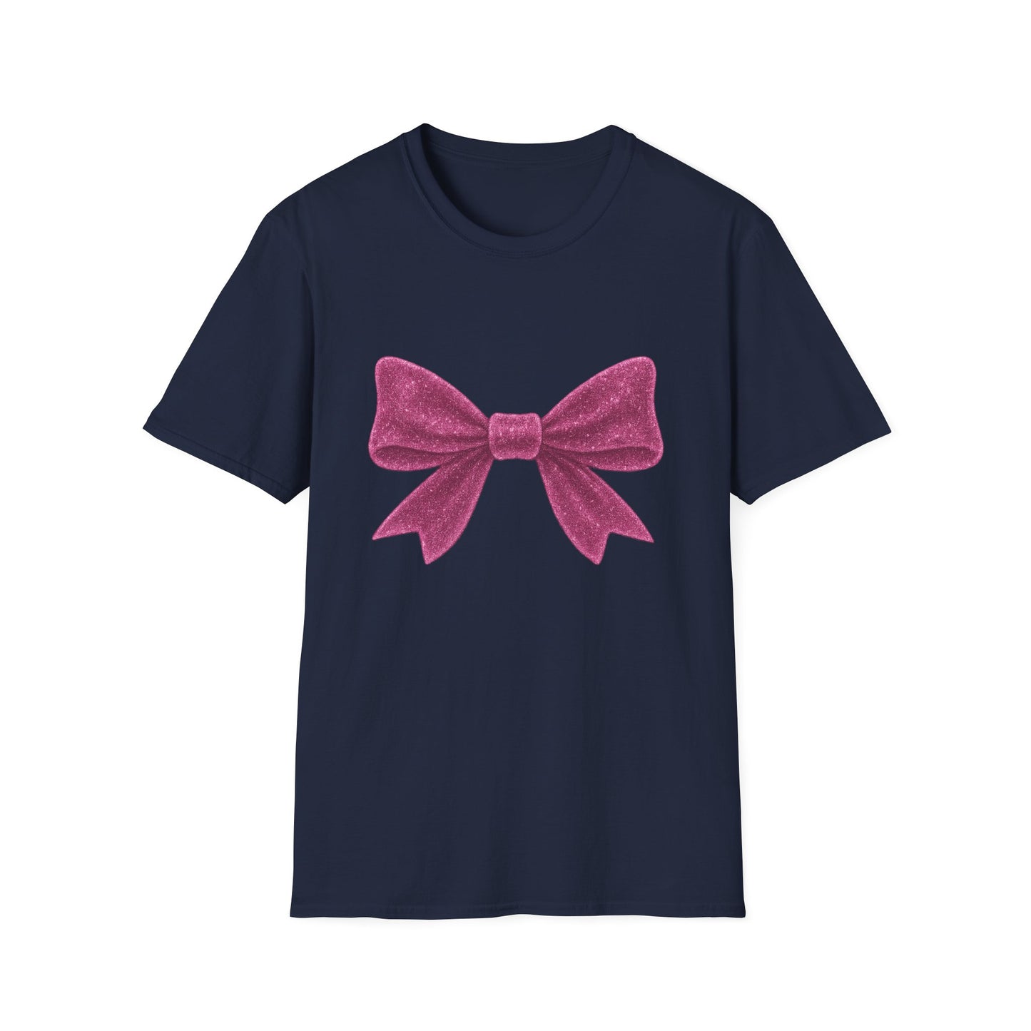 Feminine Pink Bow Graphic Tee | Coquette Bow T-Shirt | Sparkly Ribbon Shirt for Soft Girl Aesthetic | Gift for Her
