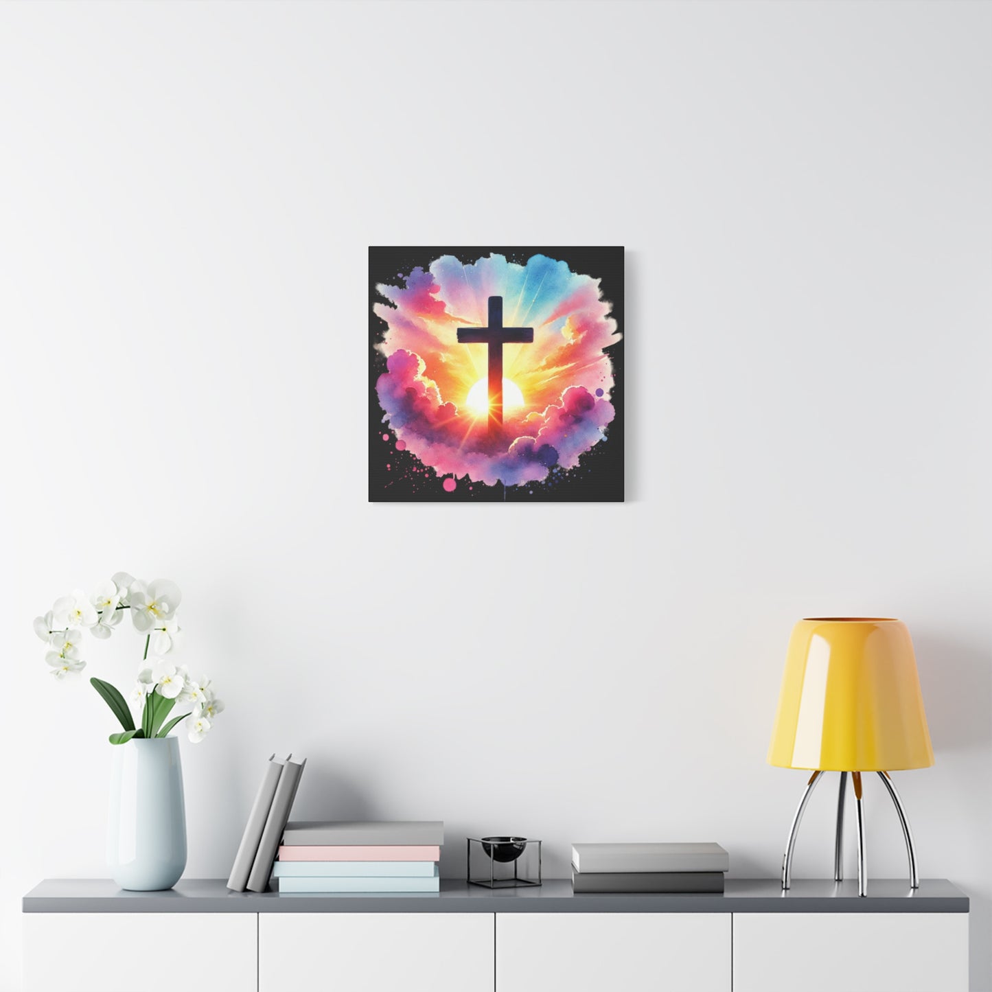 Inspirational Watercolor Cross Wall Art Christian Home Decor Faith Based Canvas Religious Art Inspirational Canvas
