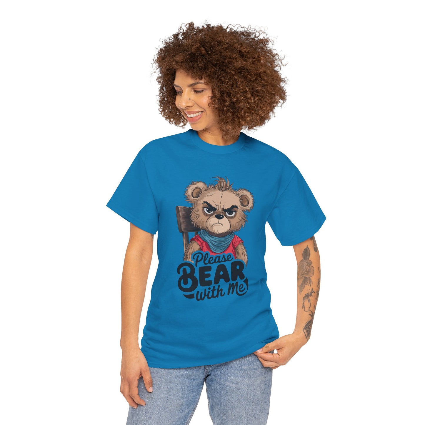 Grumpy Bear Graphic Tee – Please Bear With Me Shirt – Funny Animal T‑shirt – Sarcastic Humor Gift – Cute Bear Meme Art Tee